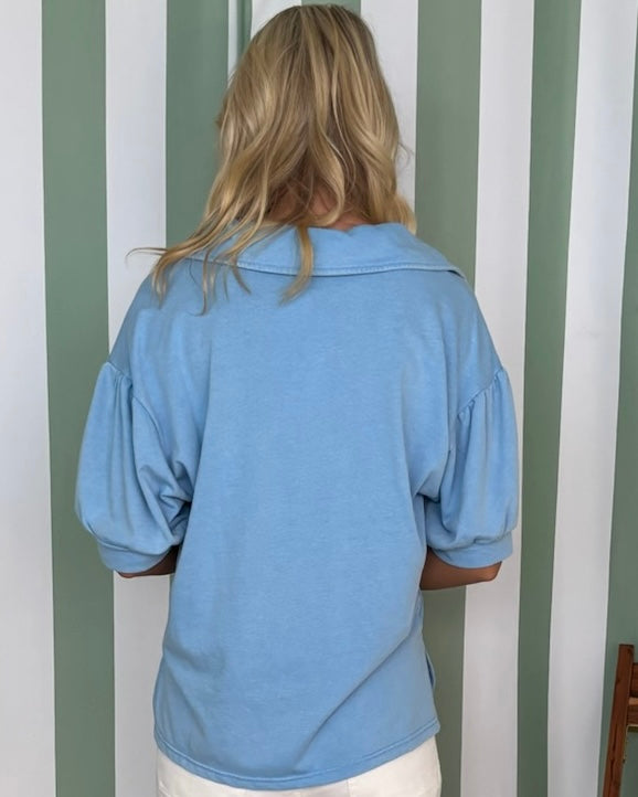 Look For It Blue Button Top-Shop-Womens-Boutique-Clothing