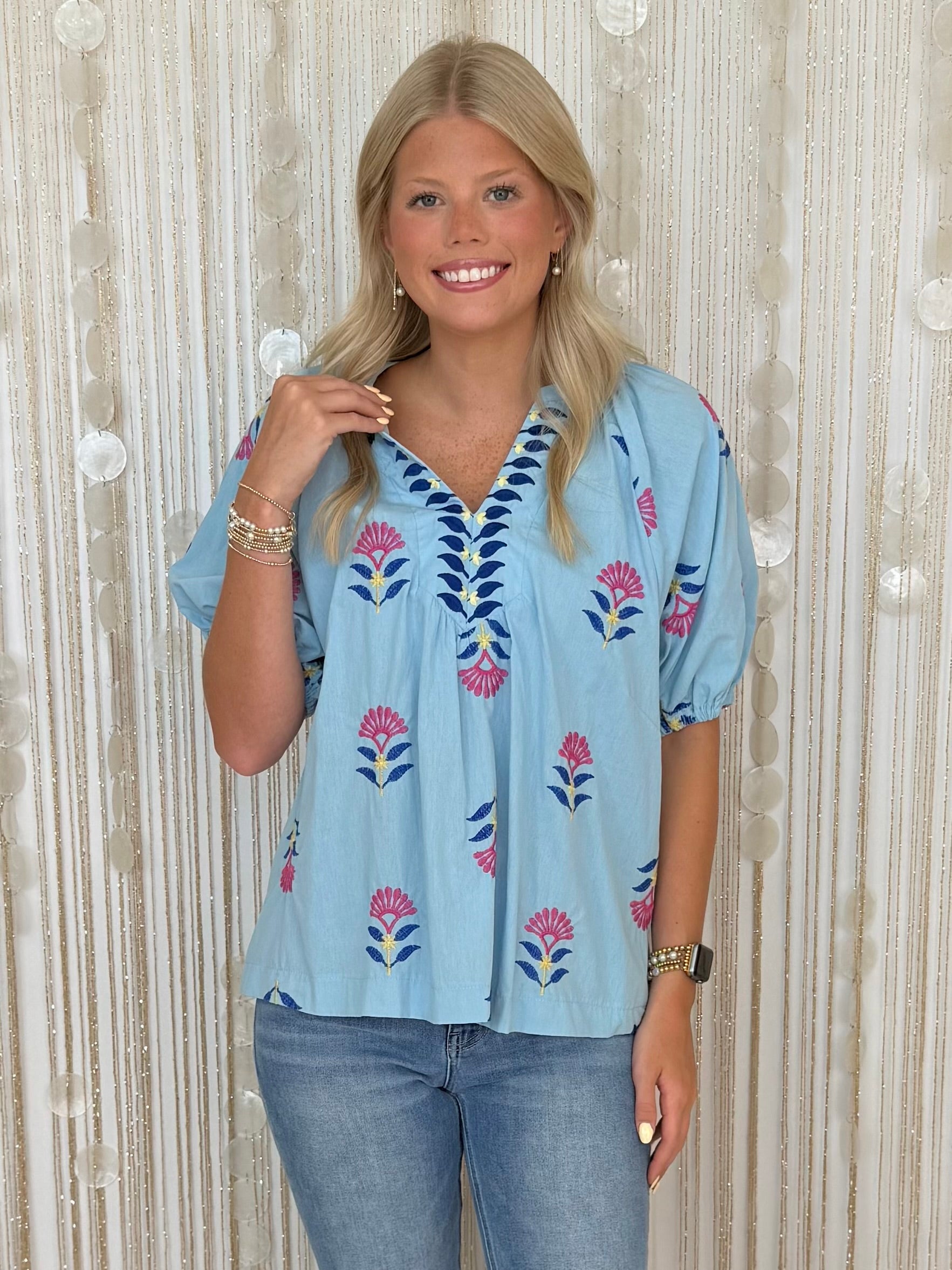 New Start Peri Blue Top-Shop-Womens-Boutique-Clothing