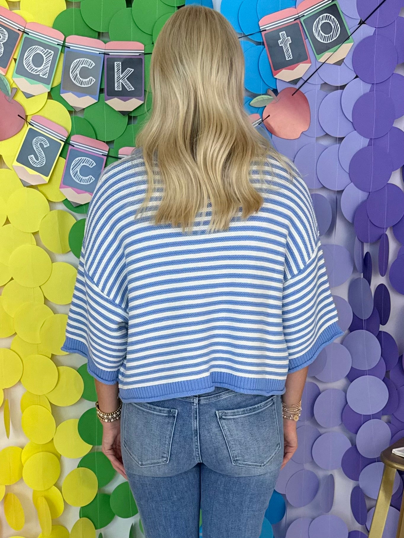 Willow Breeze Blue/Off White Striped Cardigan-Shop-Womens-Boutique-Clothing