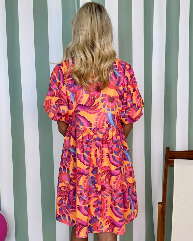 Your Voice Orange Print Babydoll Dress-Shop-Womens-Boutique-Clothing