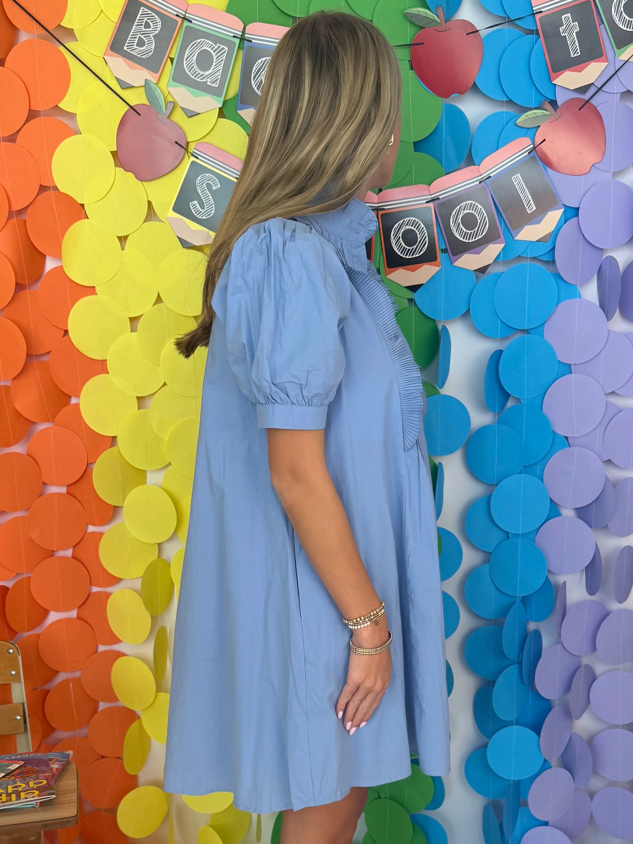 The First Bloom Blue Pintuck Dress-Shop-Womens-Boutique-Clothing
