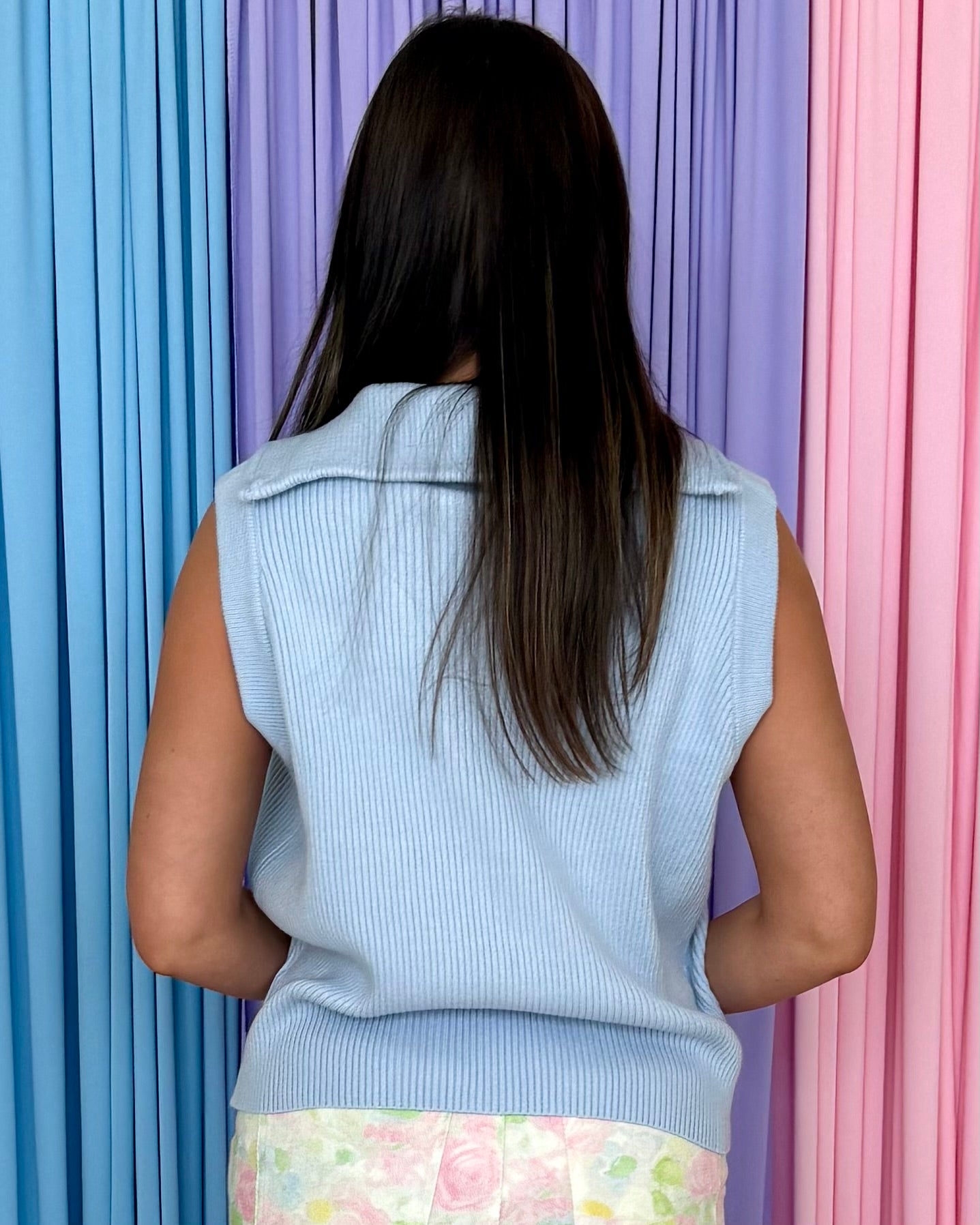 True Beauty Sky Sleeveless Sweater Vest-Shop-Womens-Boutique-Clothing