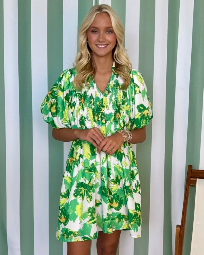 Frequent Dreams Green Floral Dress-Shop-Womens-Boutique-Clothing