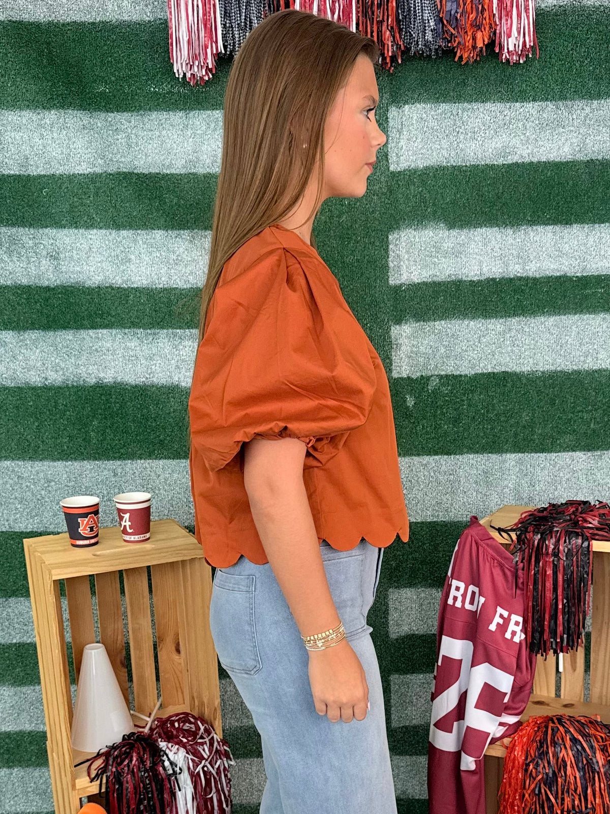 Warm Welcome Rust Scalloped Detail Top-Shop-Womens-Boutique-Clothing