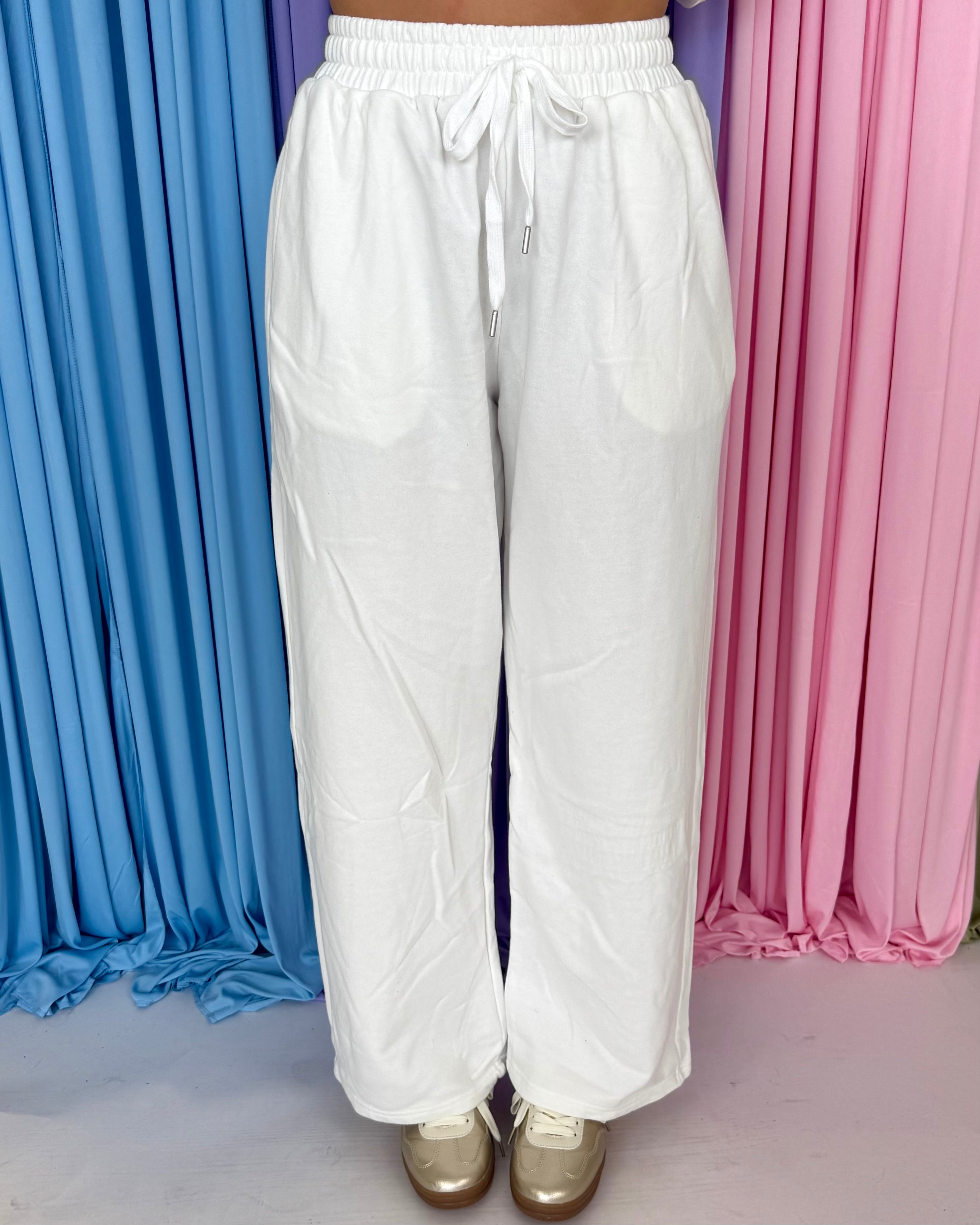 LULU MAC White Terry Cloth Pant-Shop-Womens-Boutique-Clothing