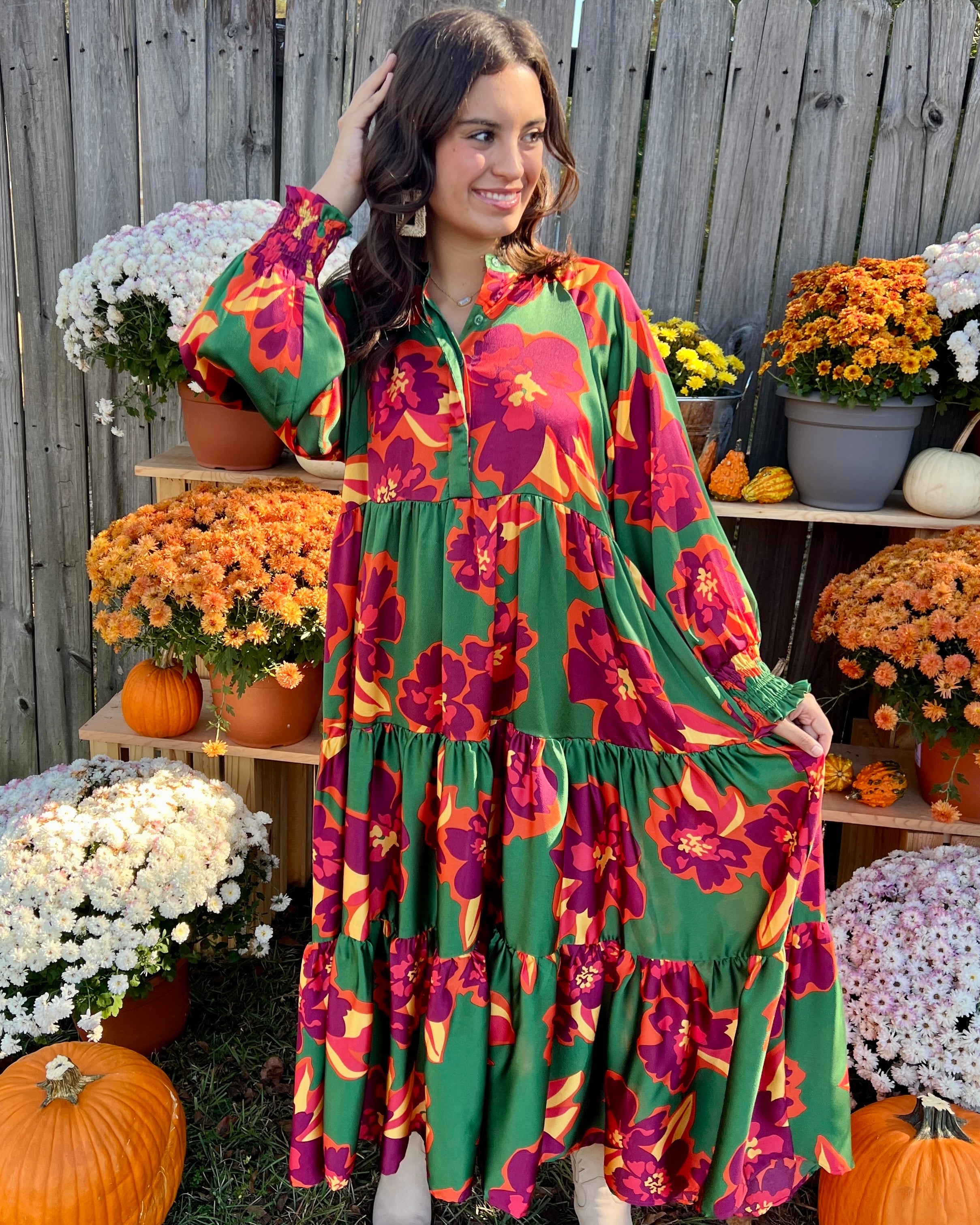 Chasing You Green Mix Floral Maxi Dress-Shop-Womens-Boutique-Clothing