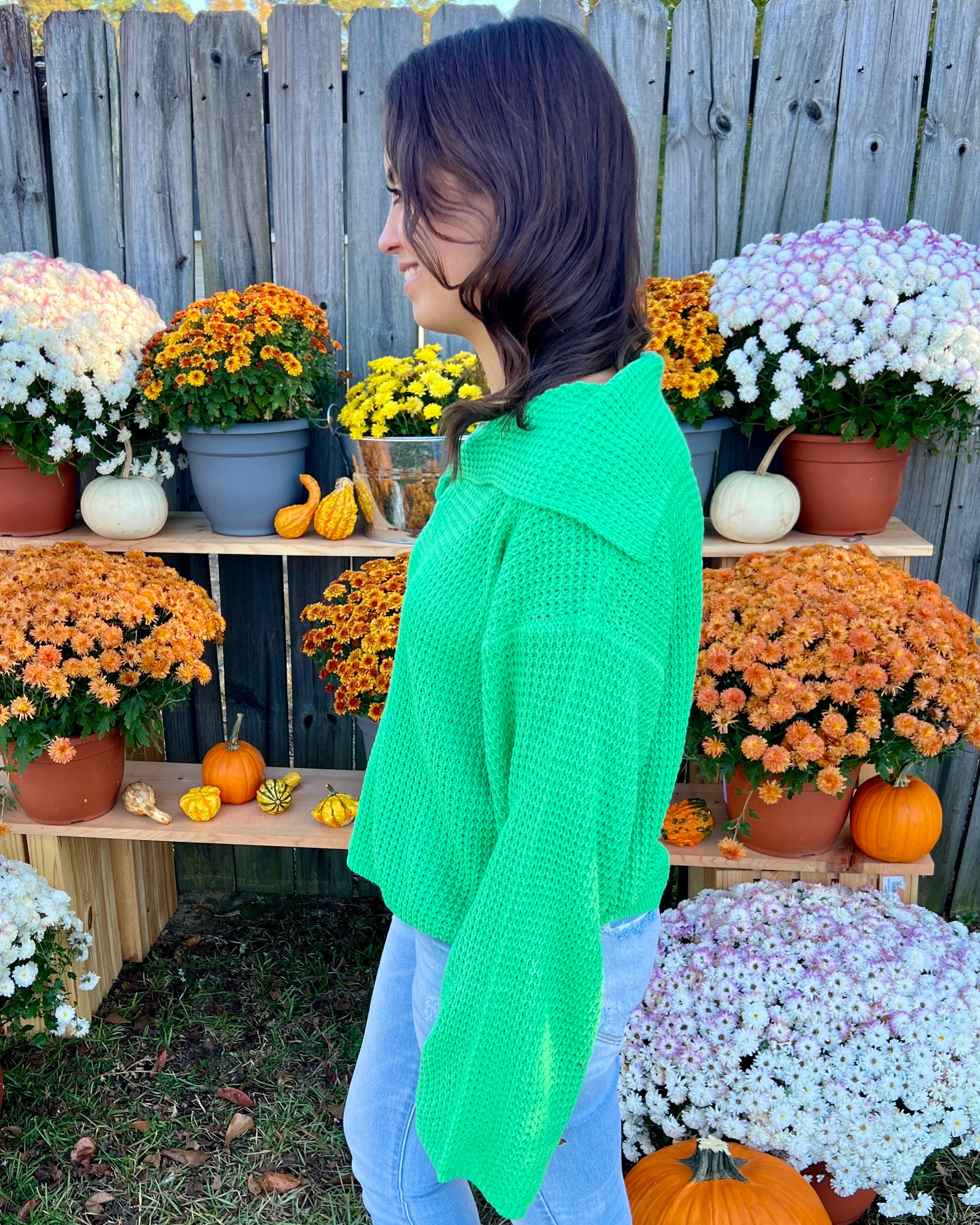 Based On Love Apple Green Waffle Knit Sweater-Shop-Womens-Boutique-Clothing