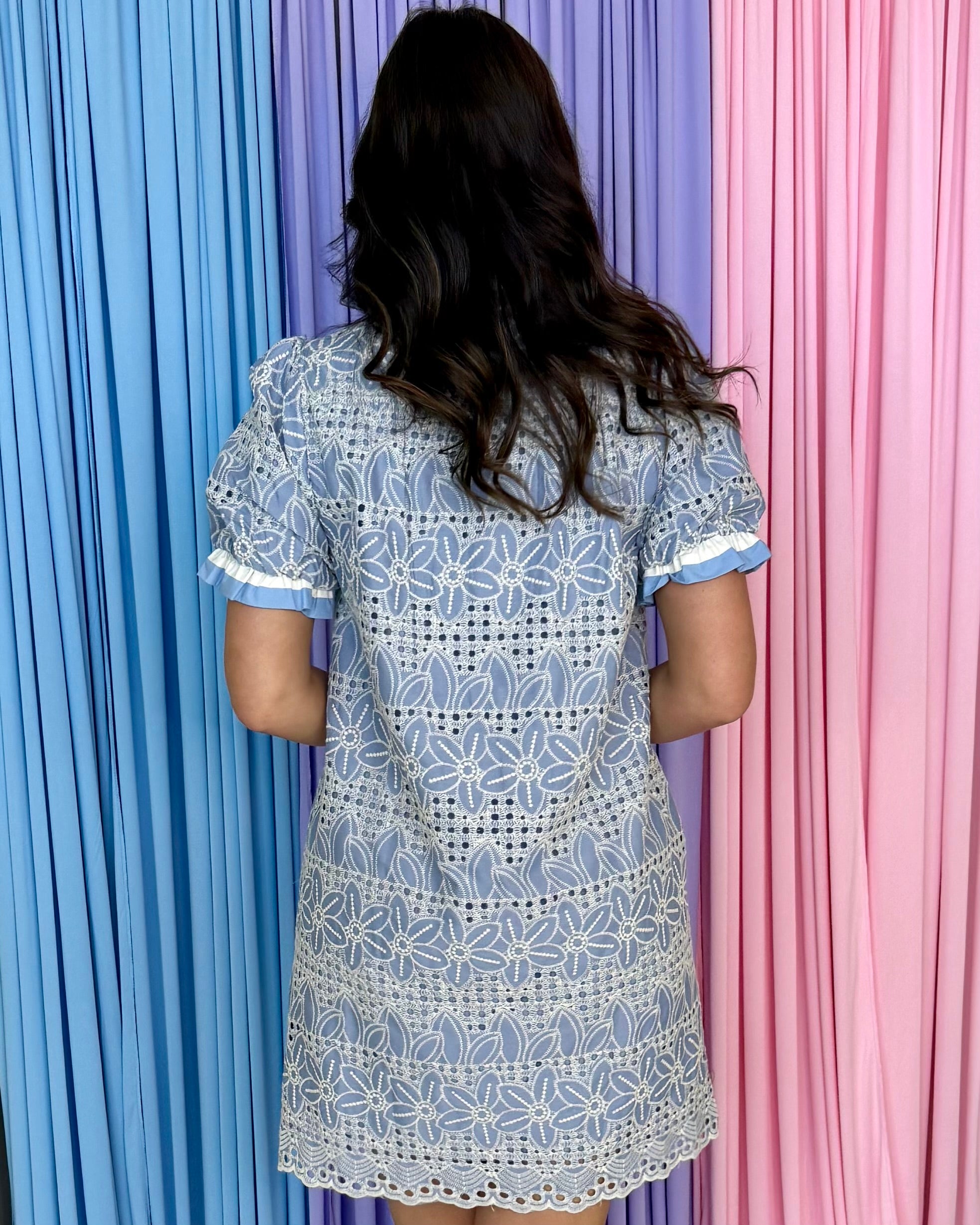 Palm Shadows Periwinkle Eyelet Lace Dress-Shop-Womens-Boutique-Clothing