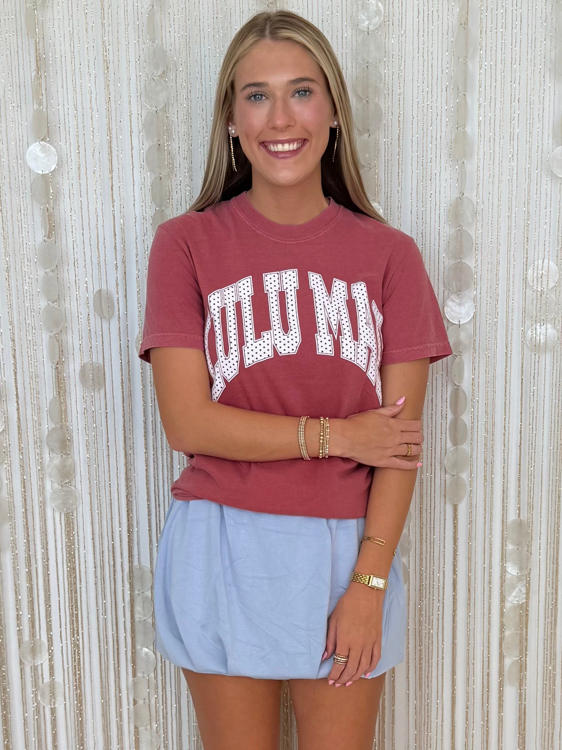 Lulu Mac Crimson Polka Dot Tee-Shop-Womens-Boutique-Clothing
