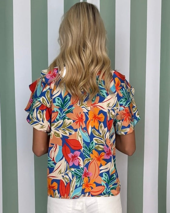 Late Breeze Orange Royal Floral Top-Shop-Womens-Boutique-Clothing