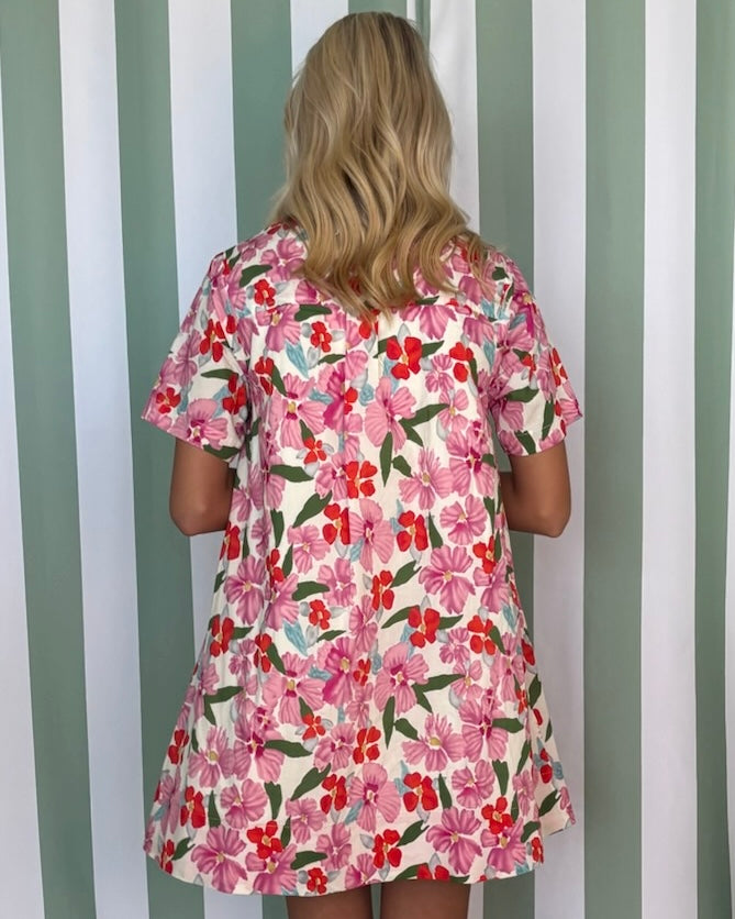 Sunbeam Stroll Red Floral Ruffle Dress-Shop-Womens-Boutique-Clothing