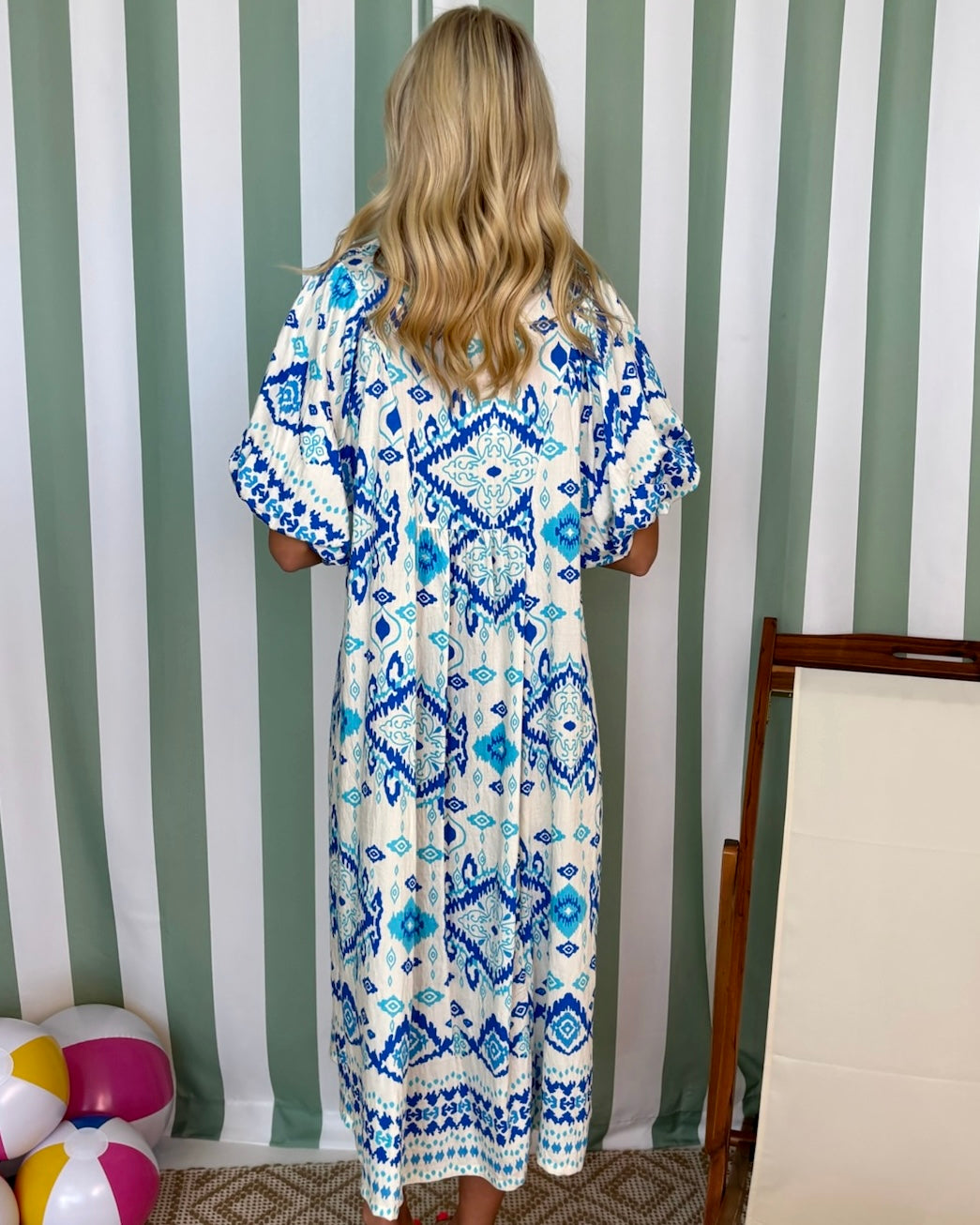 Last Call Blue Mix Abstract Midi Dress-Shop-Womens-Boutique-Clothing
