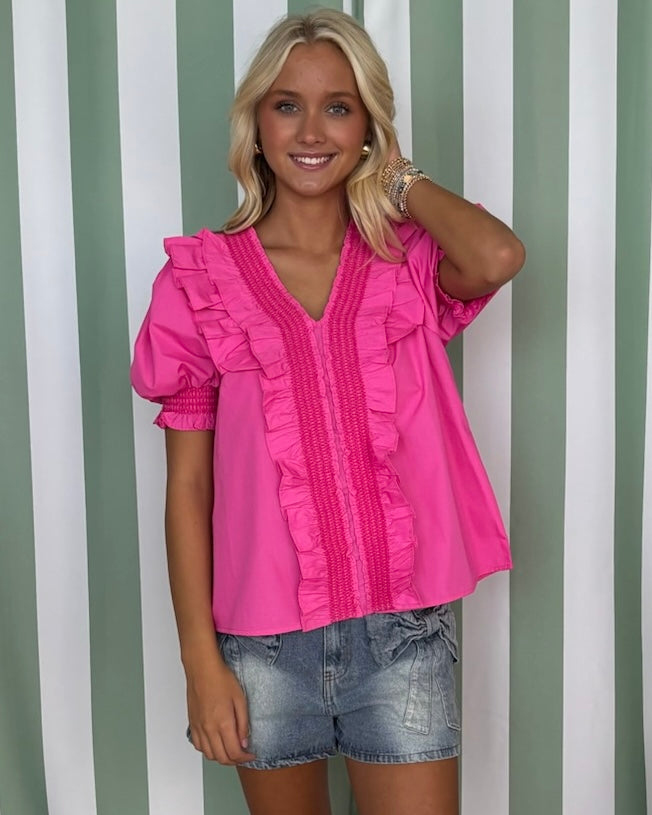 Palm Shores Barbie Pink Ruffle Top-Shop-Womens-Boutique-Clothing