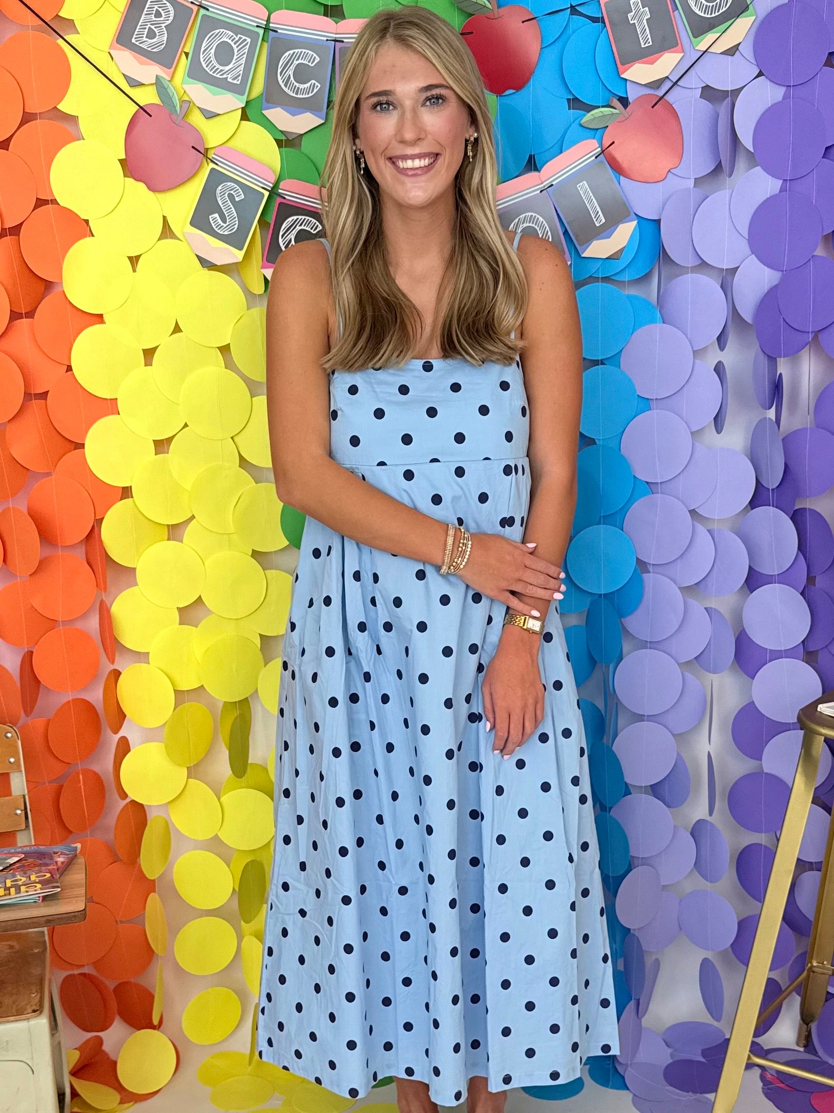 See the Light Blue Polka Dot Midi Dress-Shop-Womens-Boutique-Clothing
