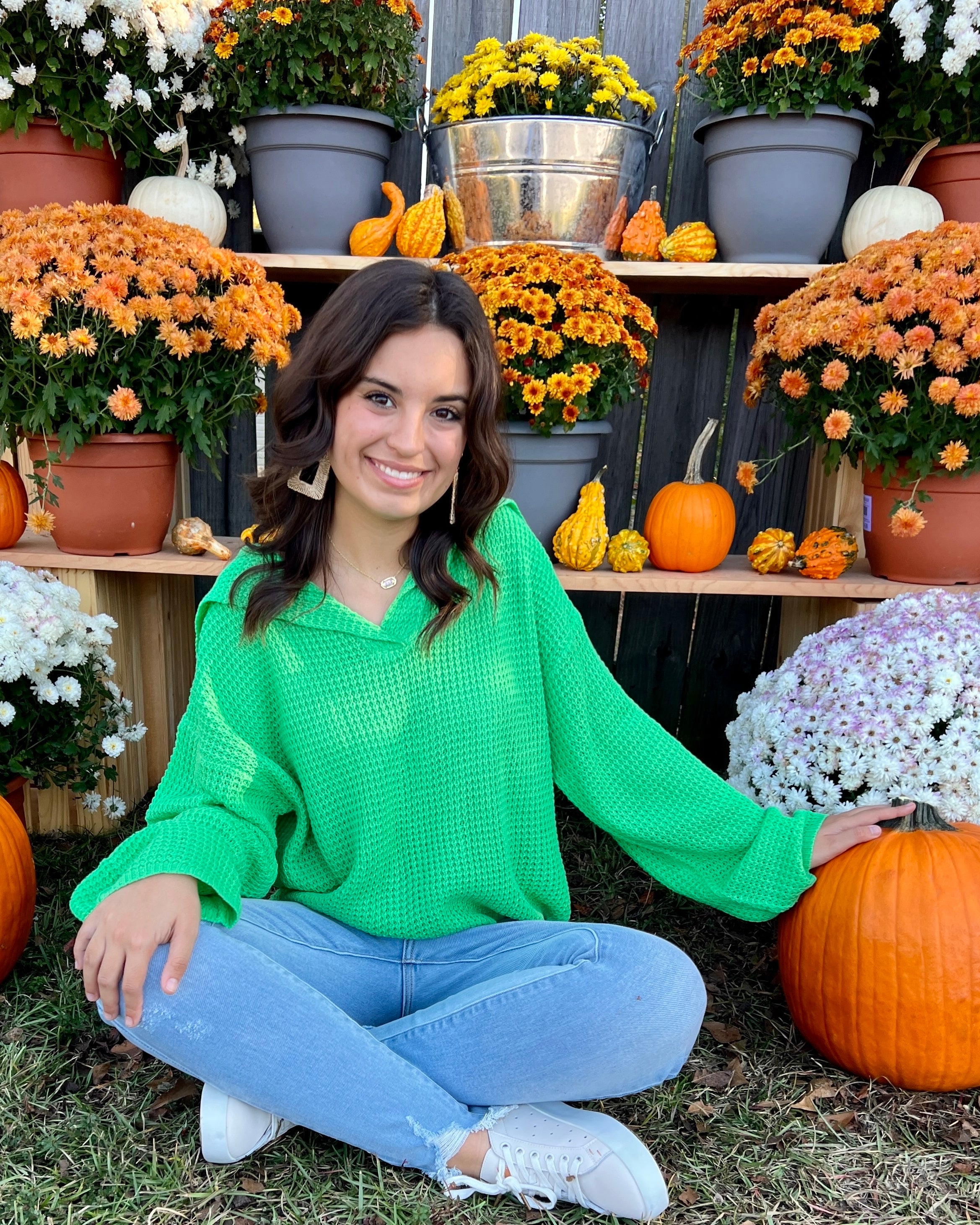 Based On Love Apple Green Waffle Knit Sweater-Shop-Womens-Boutique-Clothing