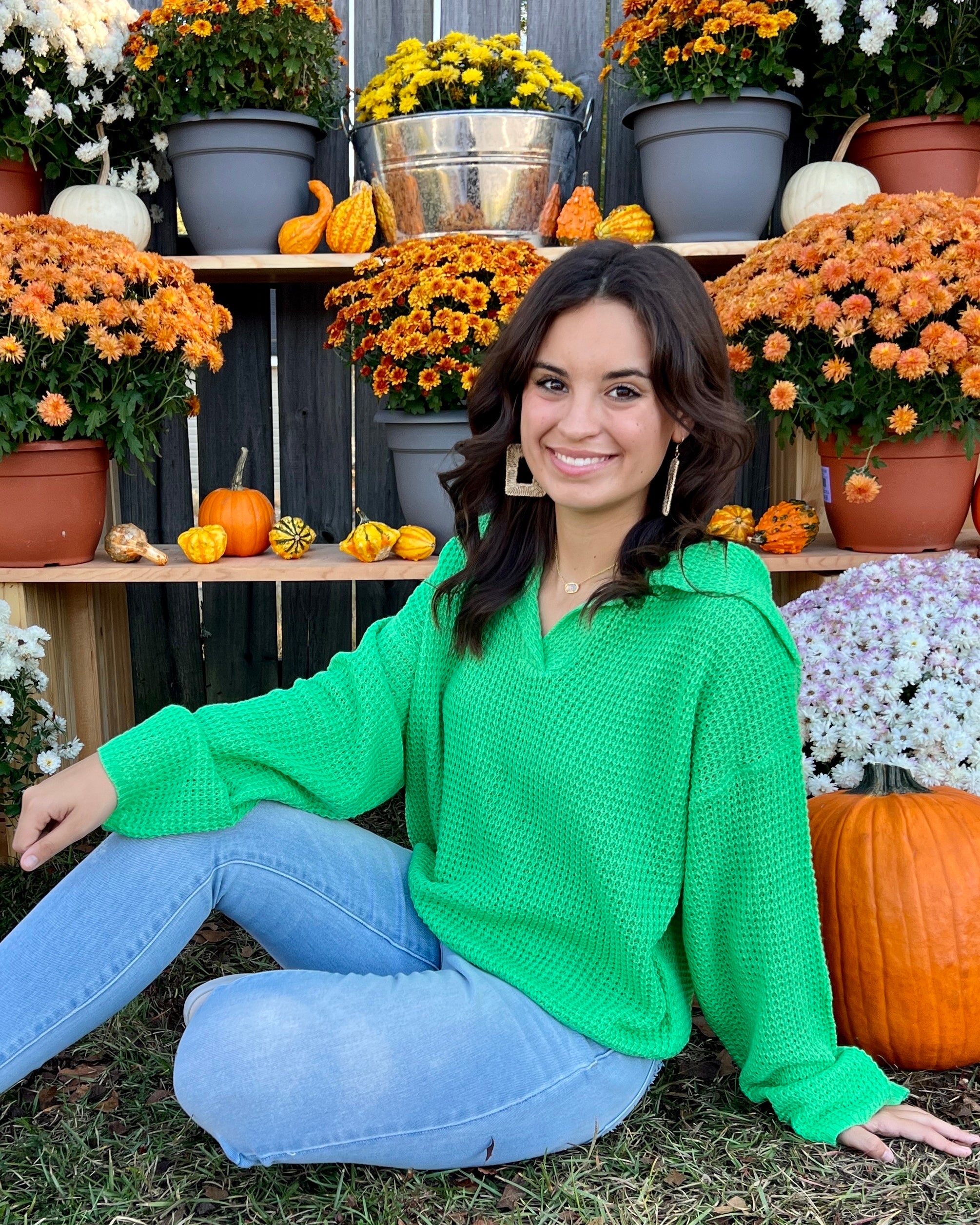 Based On Love Apple Green Waffle Knit Sweater-Shop-Womens-Boutique-Clothing