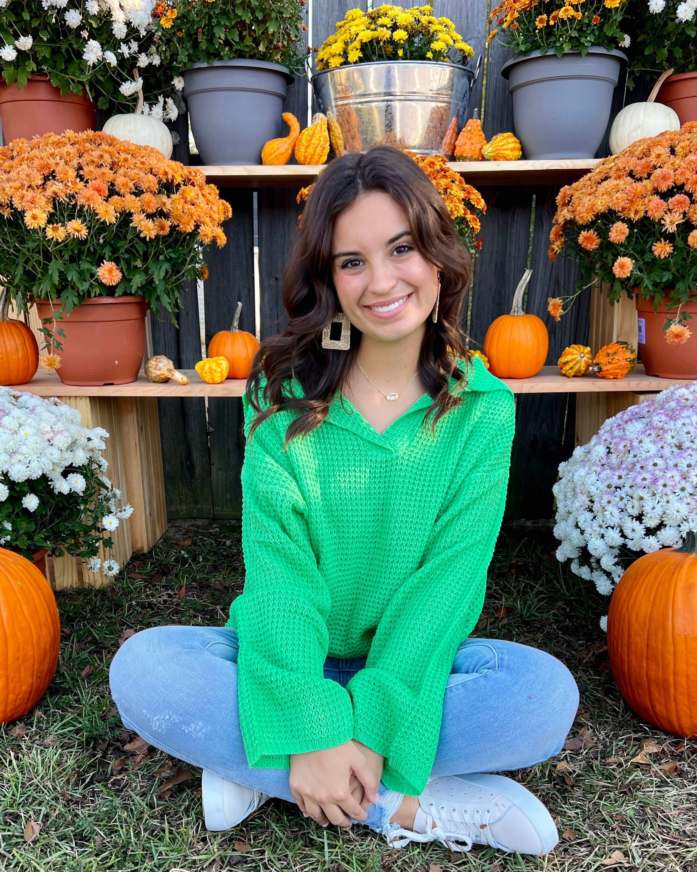 Based On Love Apple Green Waffle Knit Sweater-Shop-Womens-Boutique-Clothing