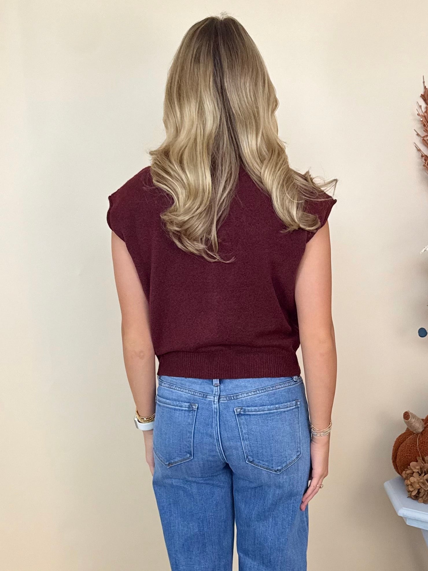 Your Side Burgundy Sleeveless Cardigan Sweater-Shop-Womens-Boutique-Clothing