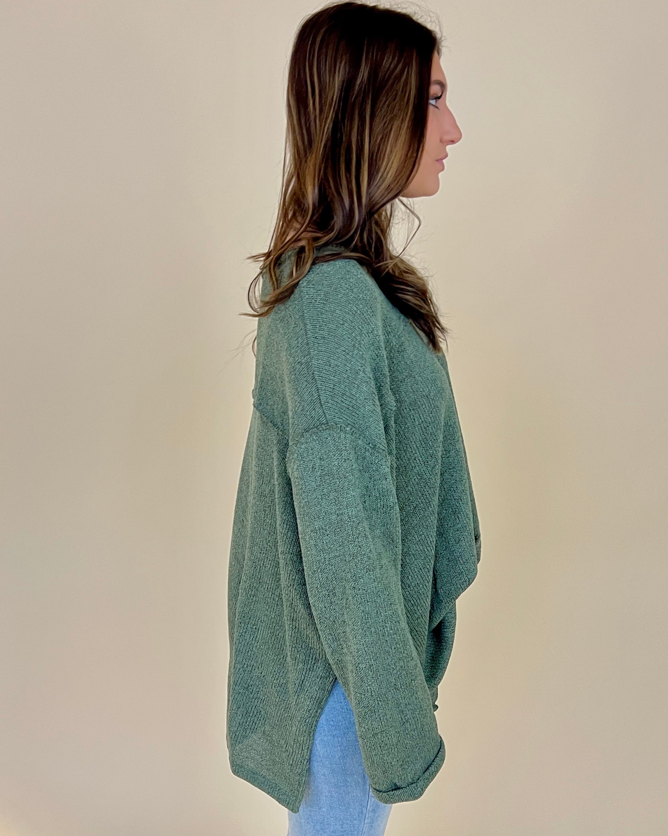 Call Me Later Sage Knit Boxy Raw Edge Top-Shop-Womens-Boutique-Clothing