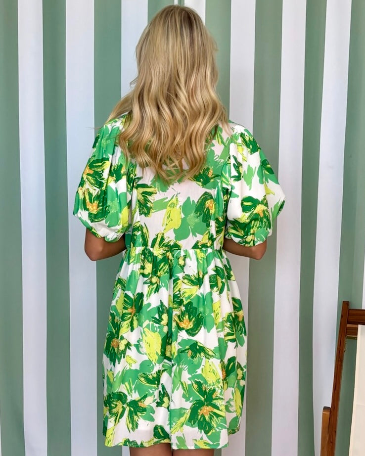 Frequent Dreams Green Floral Dress-Shop-Womens-Boutique-Clothing