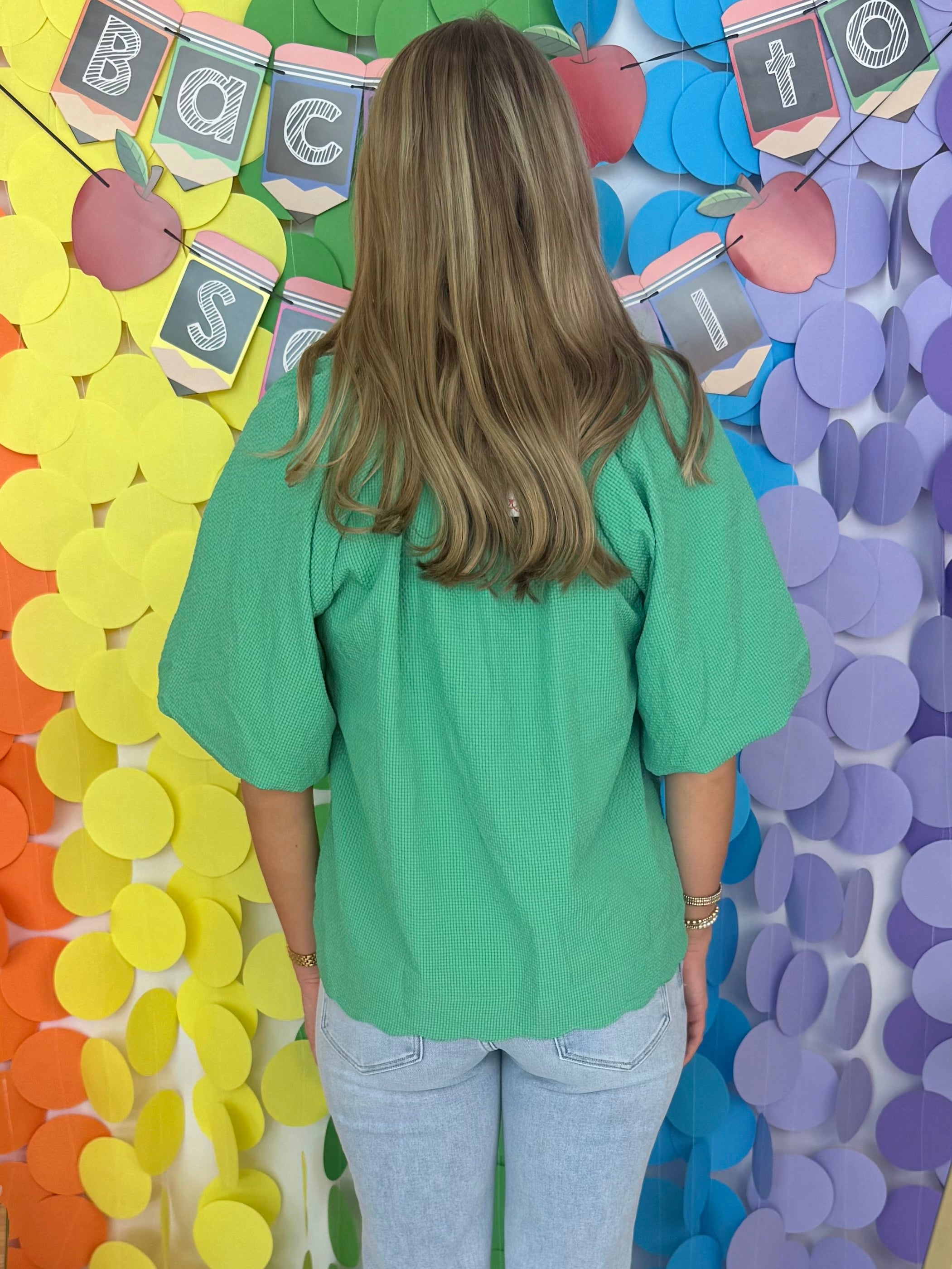 Made For This Green Seersucker Top-Shop-Womens-Boutique-Clothing
