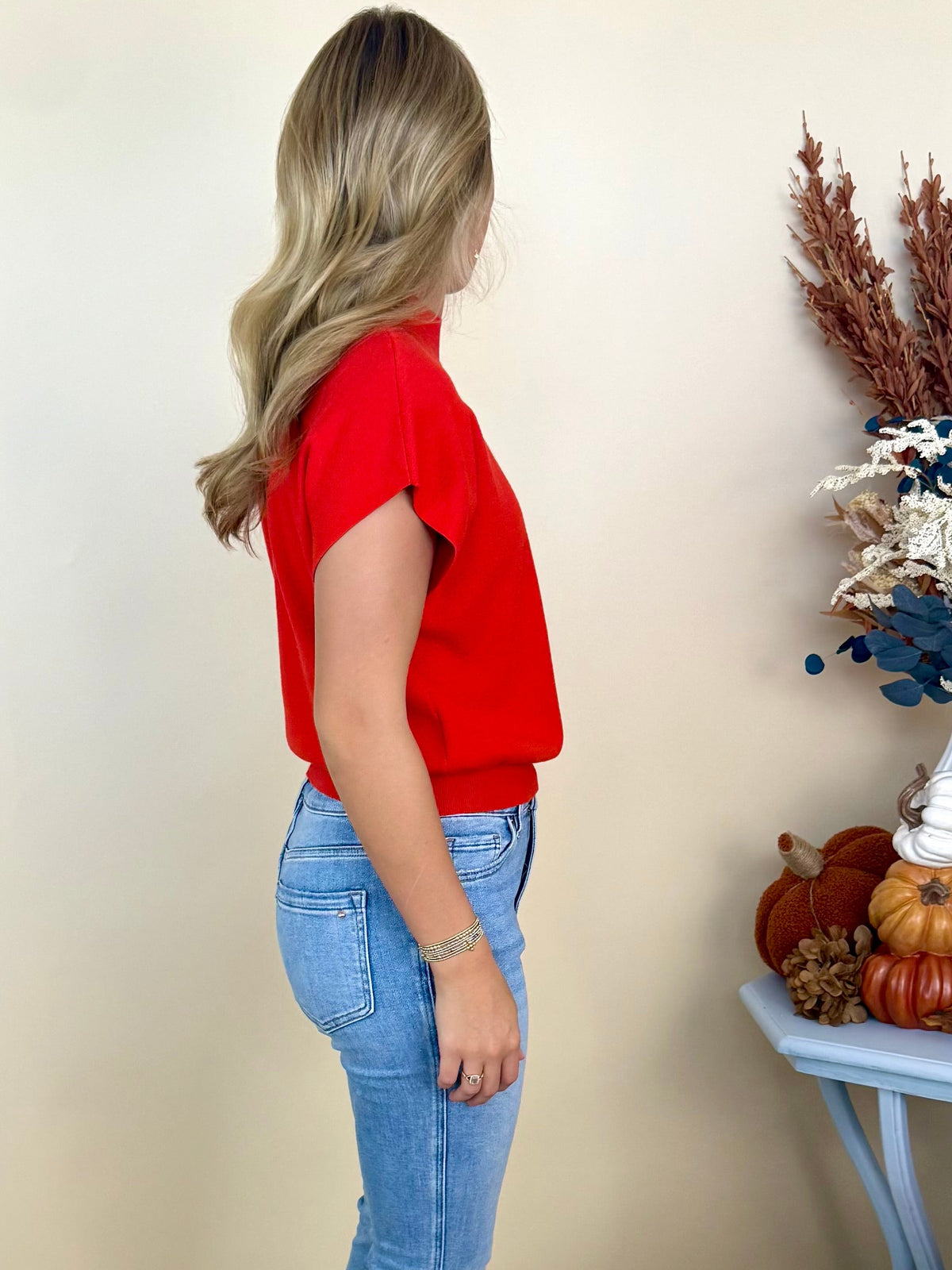 Daydream Tomato Mock Neck Sweater-Shop-Womens-Boutique-Clothing