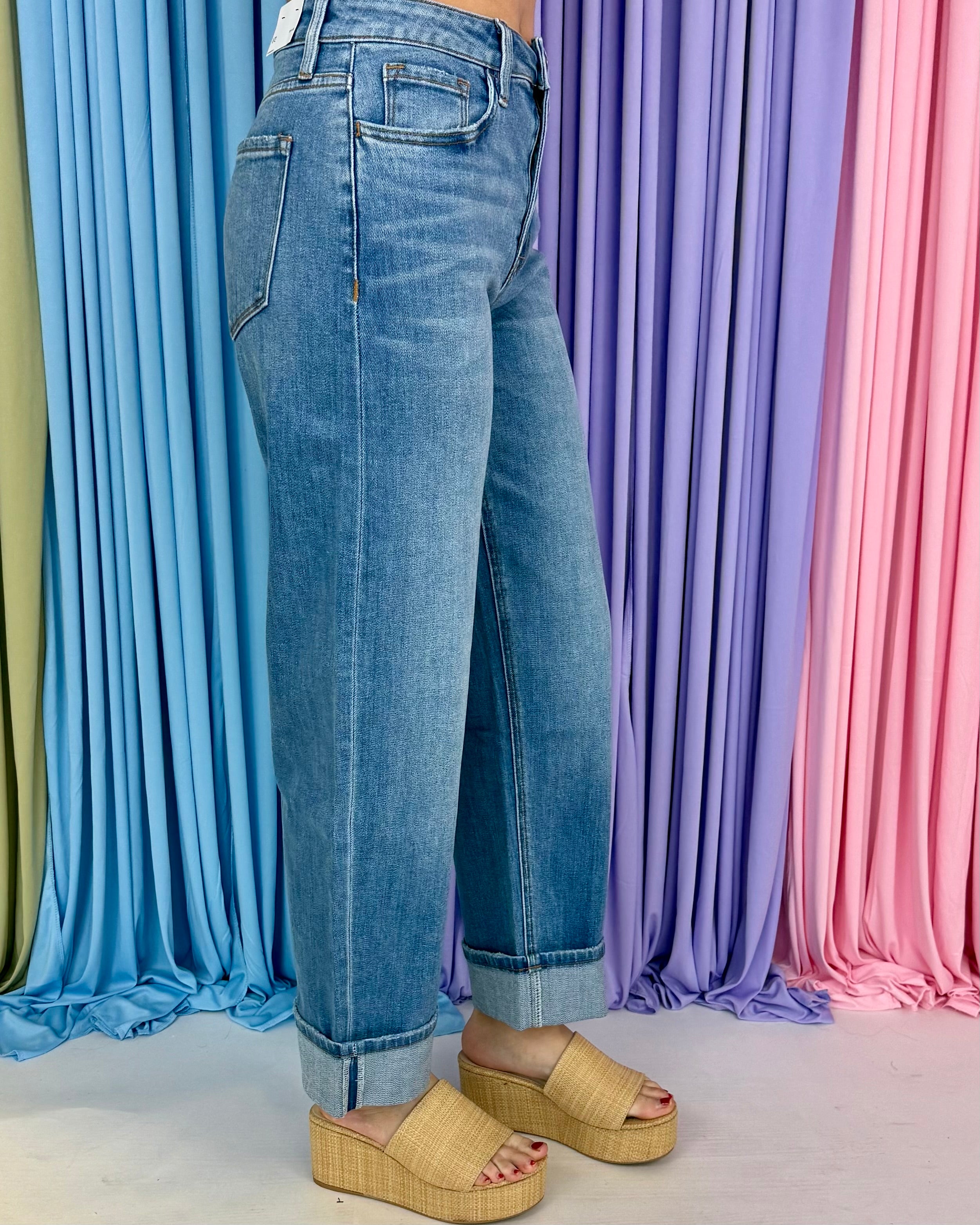 Evening Layers High Rise Barrel Cuff Jeans-Shop-Womens-Boutique-Clothing