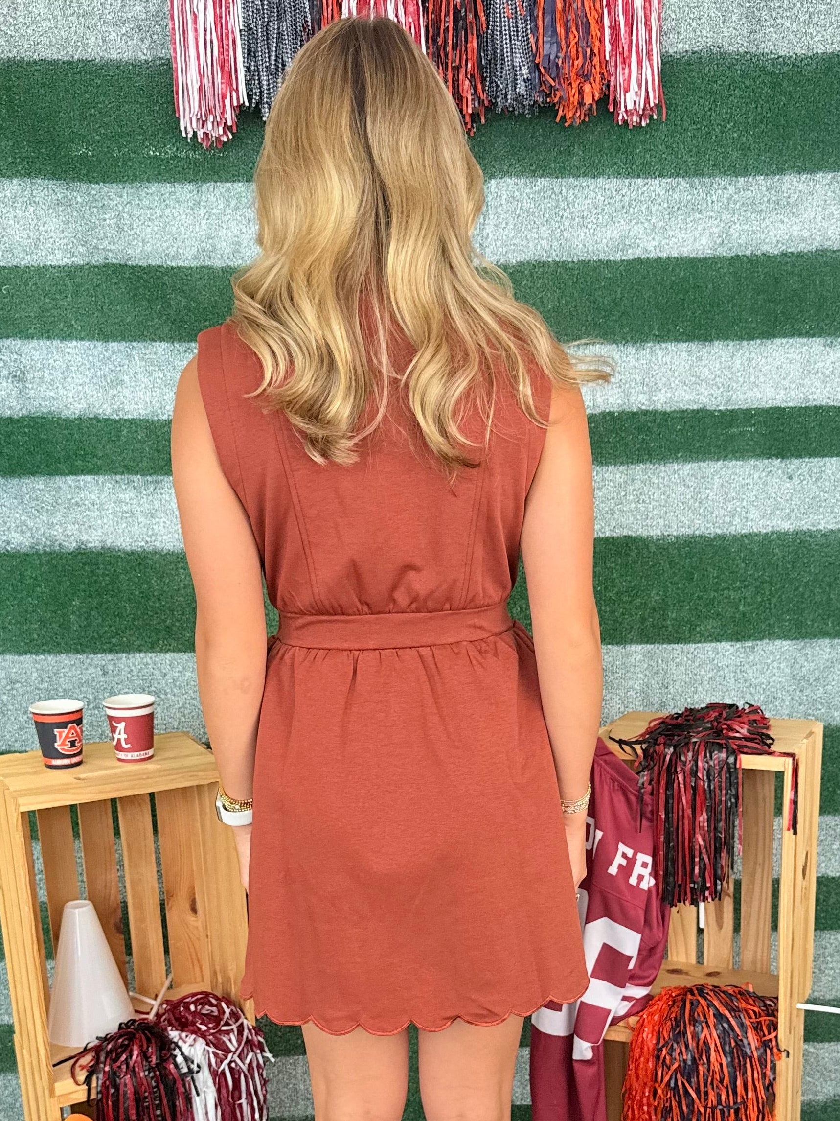 Sweet Statement Brick Scallop Detail Sleeveless Dress-Shop-Womens-Boutique-Clothing