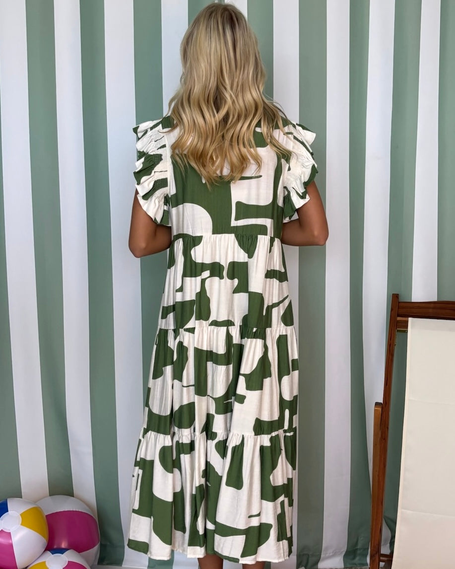 Just Look Green Multicolor Midi Dress-Shop-Womens-Boutique-Clothing