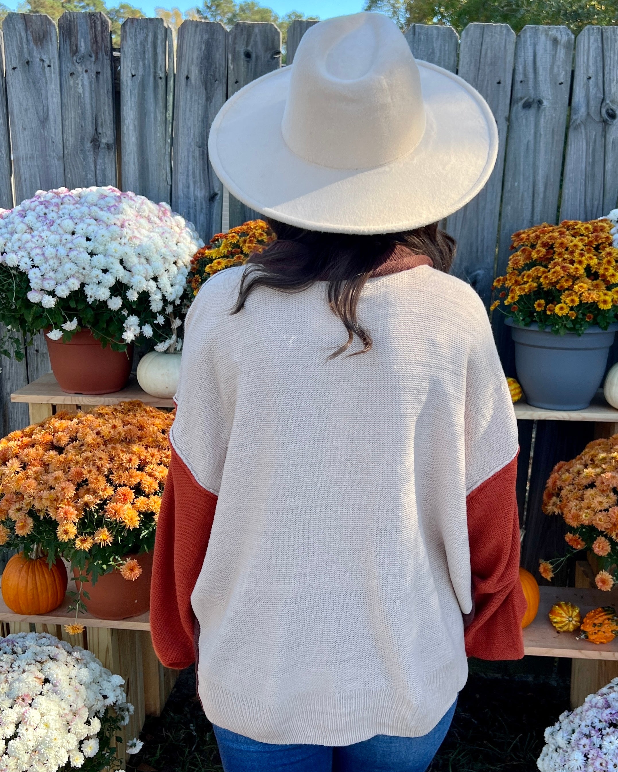 Go With It Brown Color Block Sweater-Shop-Womens-Boutique-Clothing