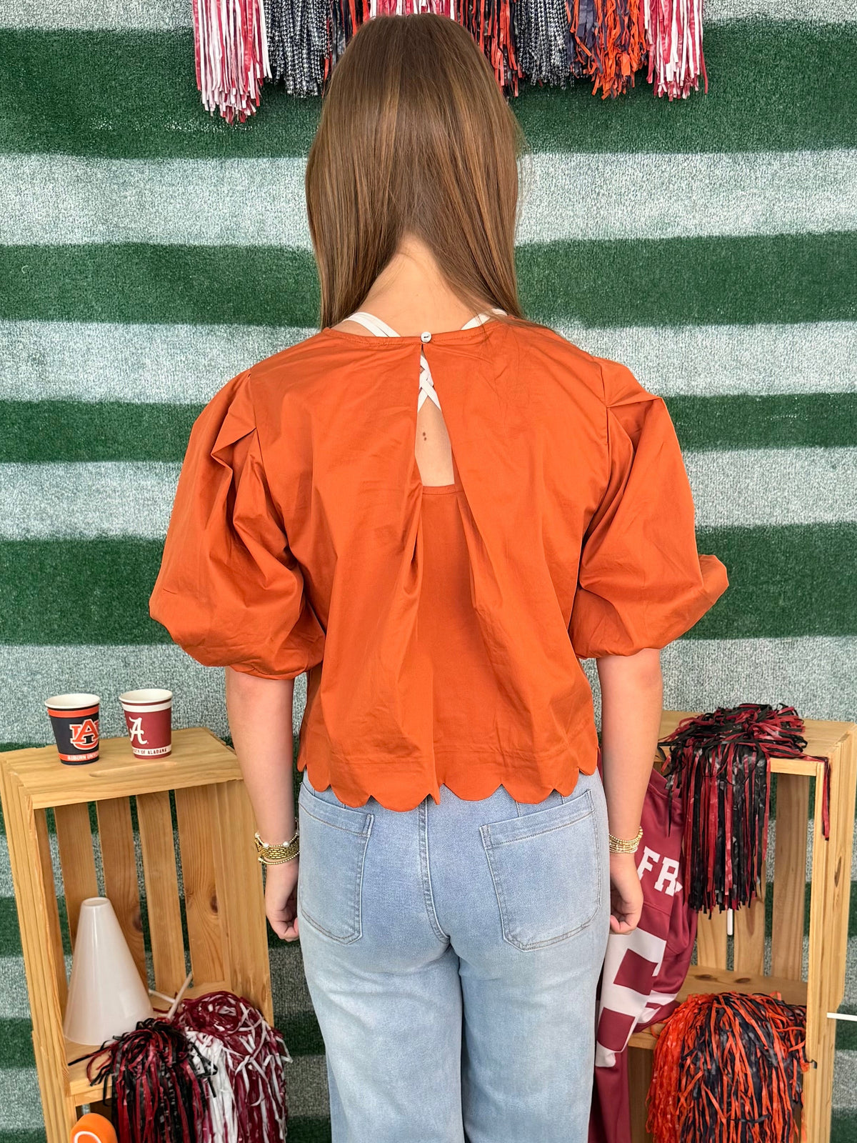 Warm Welcome Rust Scalloped Detail Top-Shop-Womens-Boutique-Clothing