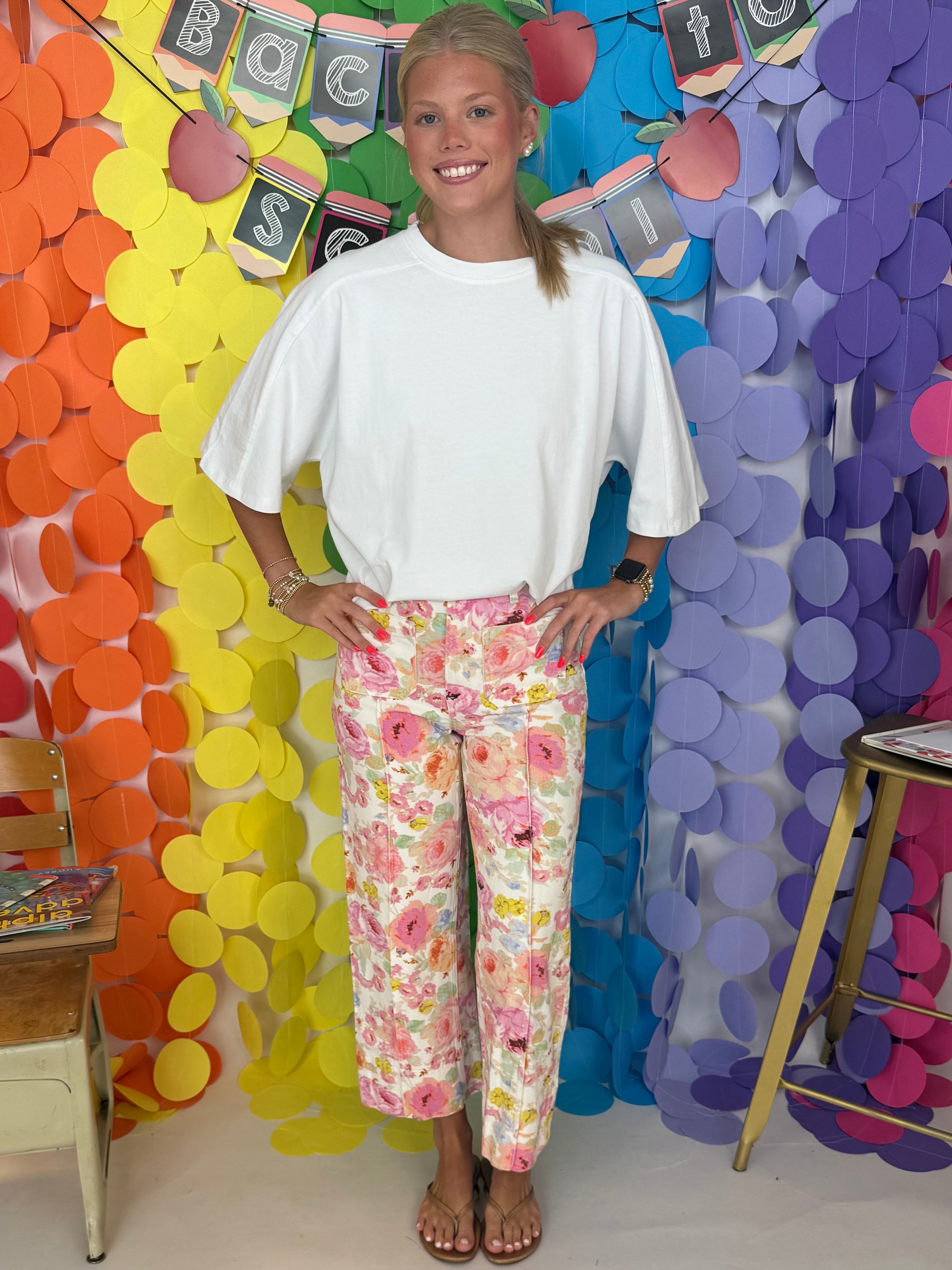 Brunch Time Multi Floral Wide Leg Pants-Shop-Womens-Boutique-Clothing