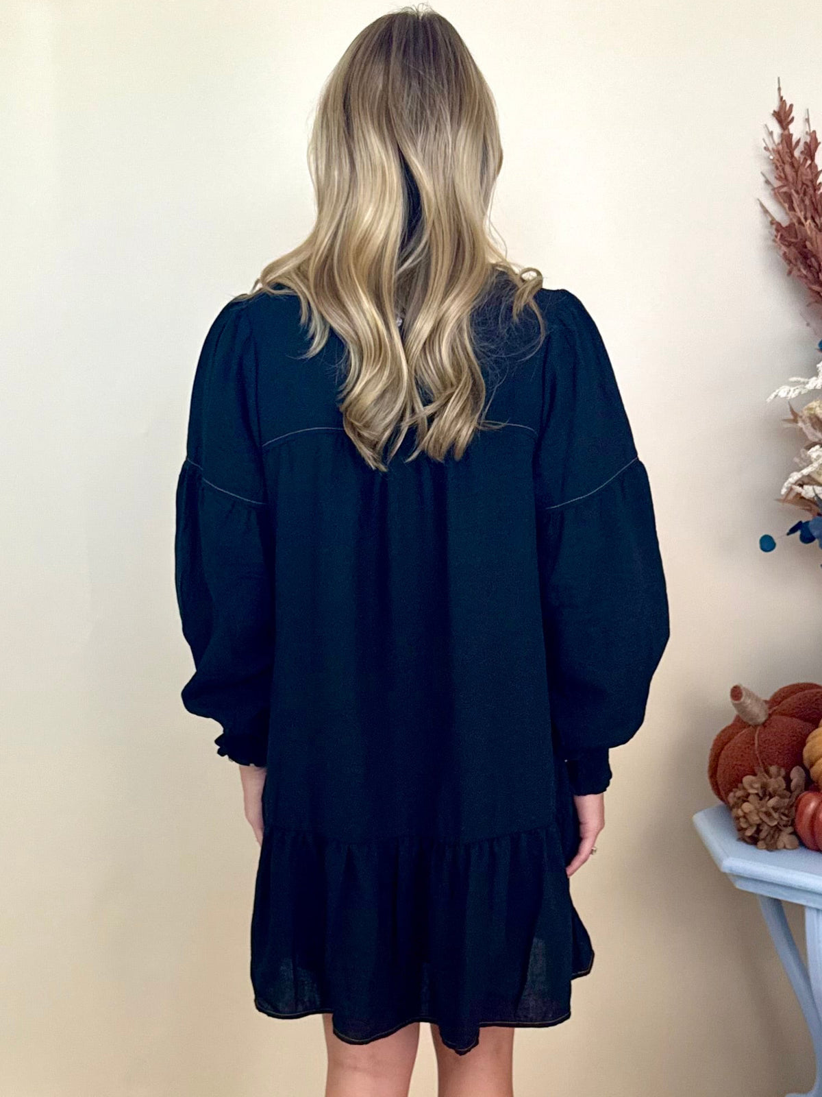 Everyday Must Black Solid V-Neck Dress-Shop-Womens-Boutique-Clothing