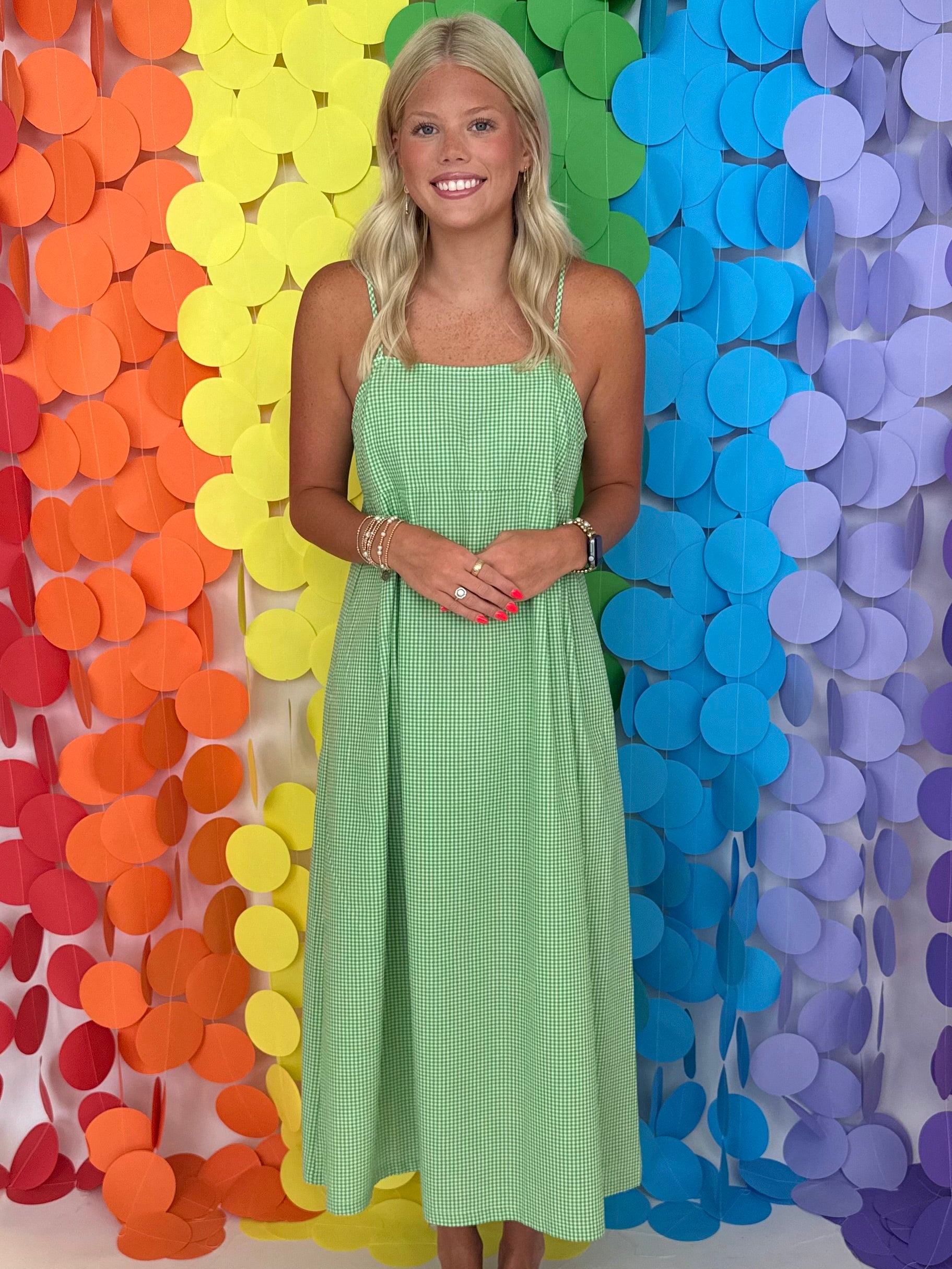 Checking In Apple Green Gingham Midi Dress-Shop-Womens-Boutique-Clothing