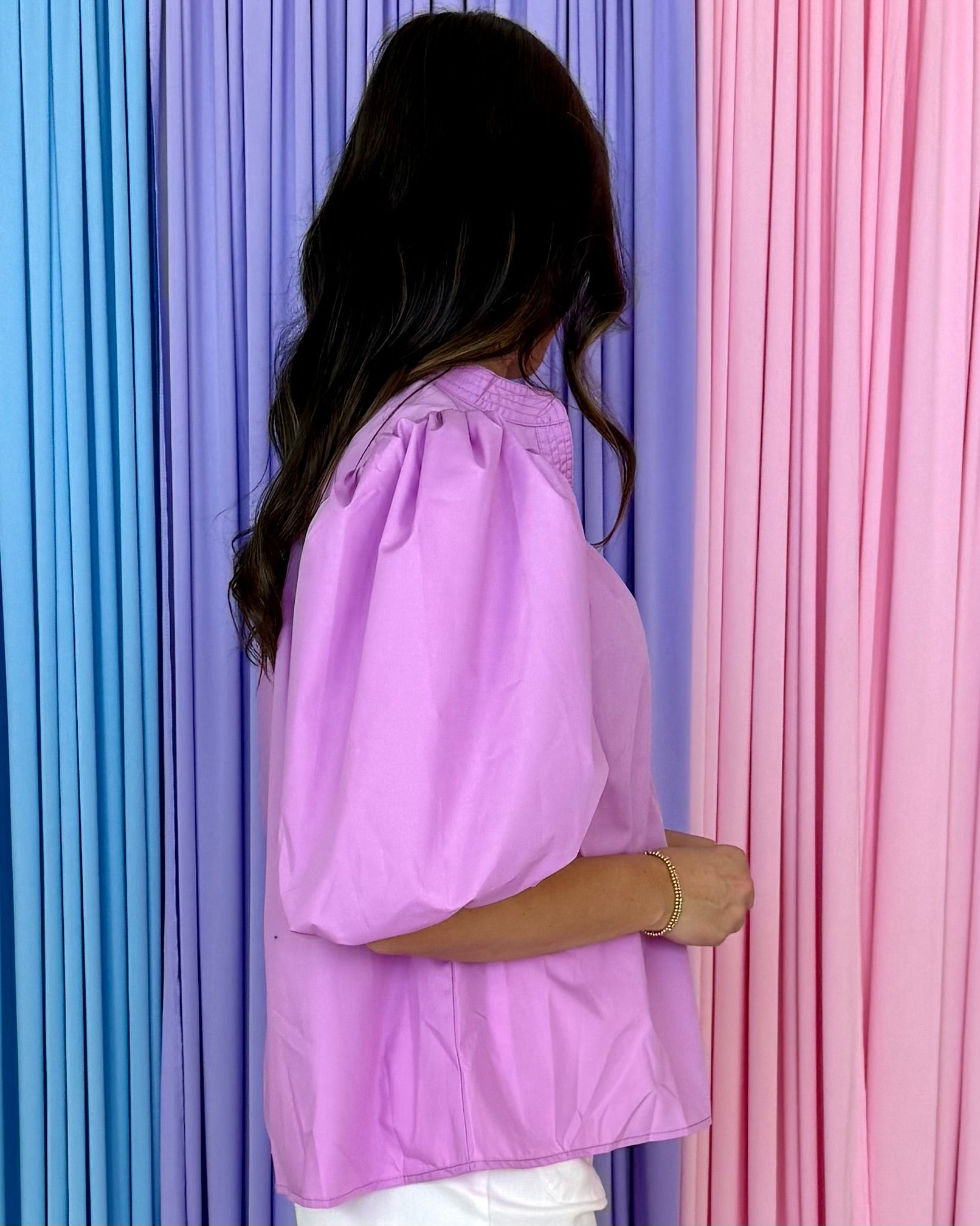 Sunny Energy Pink Bubble Sleeve Top-Shop-Womens-Boutique-Clothing