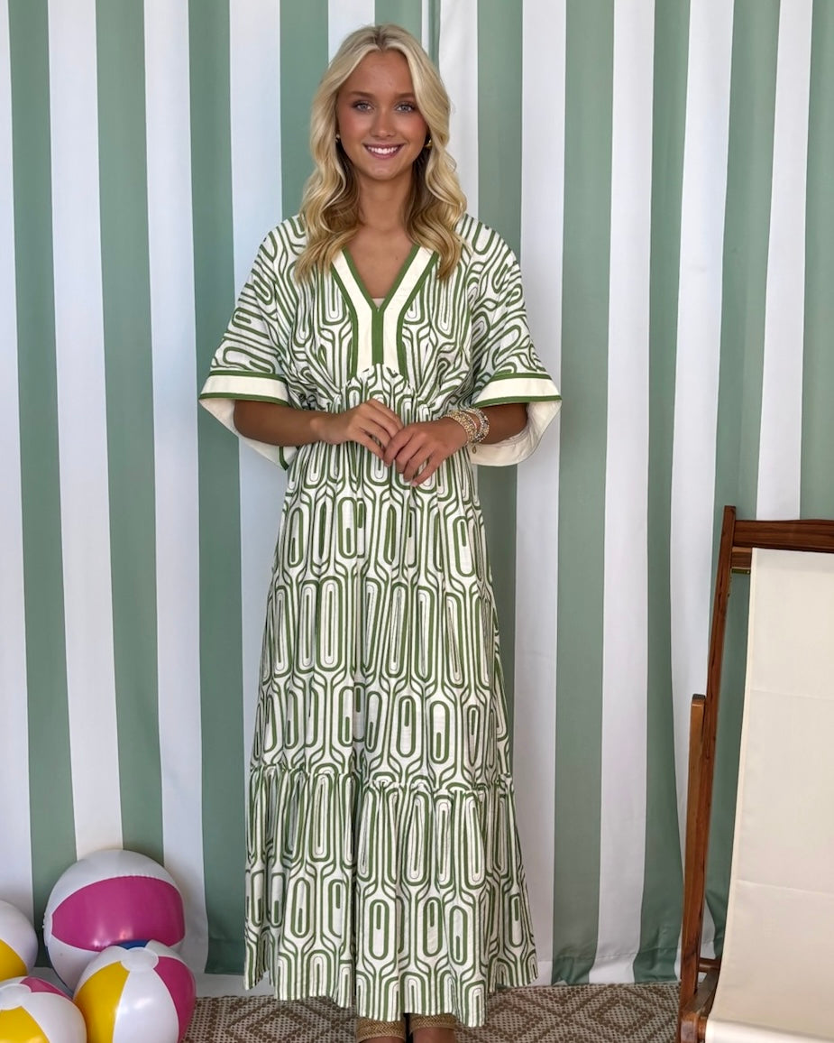 All Along Olive Abstract V Maxi Dress-Shop-Womens-Boutique-Clothing