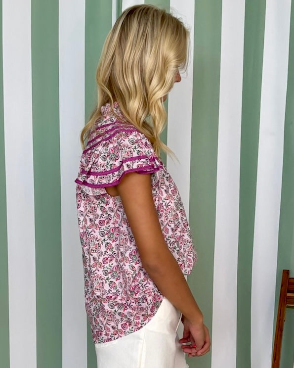 All Charm Pink/Purple Vintage Floral Top-Shop-Womens-Boutique-Clothing
