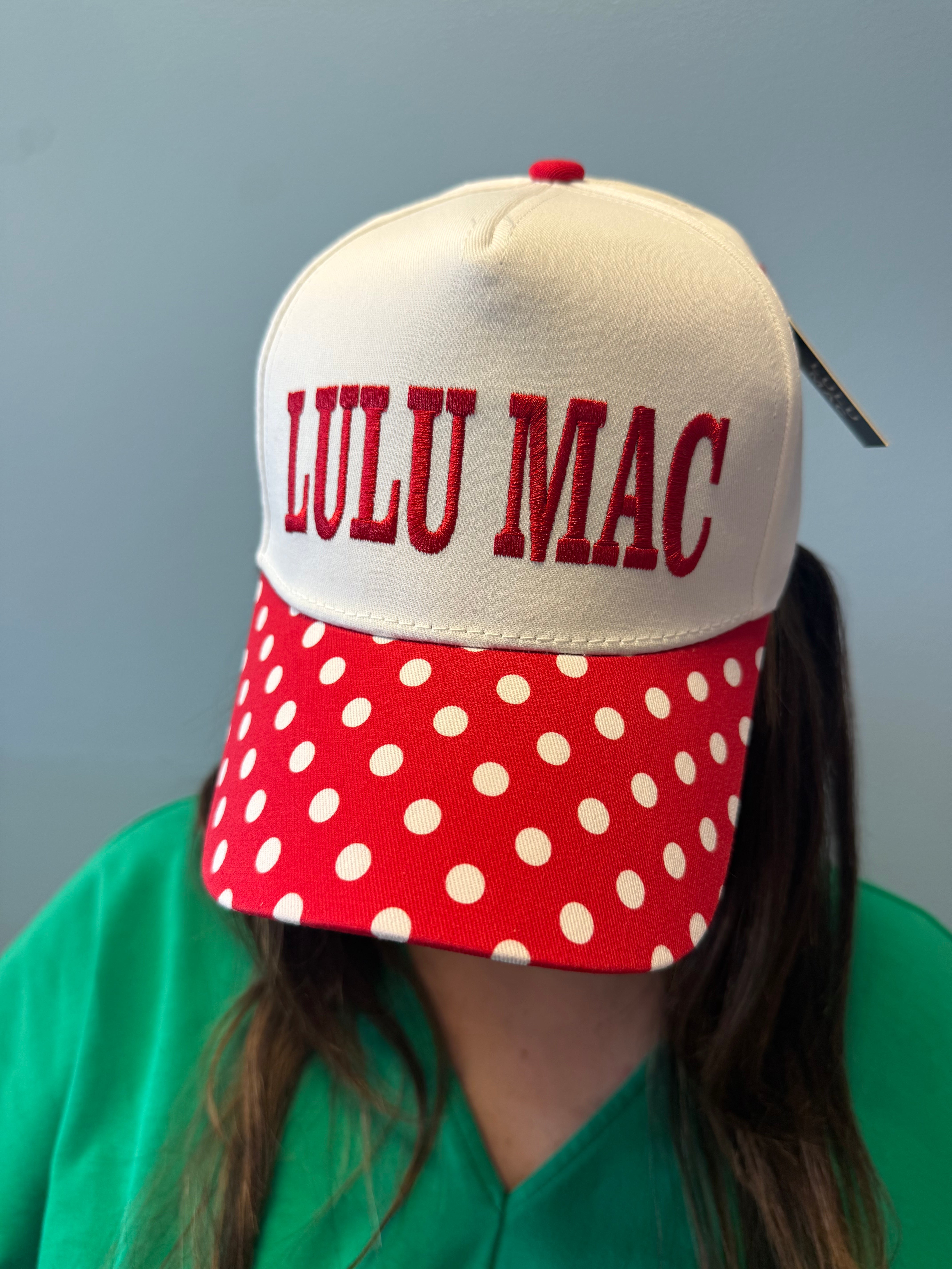 LULU Mac Red Stitch Polka Dot Hat-Shop-Womens-Boutique-Clothing