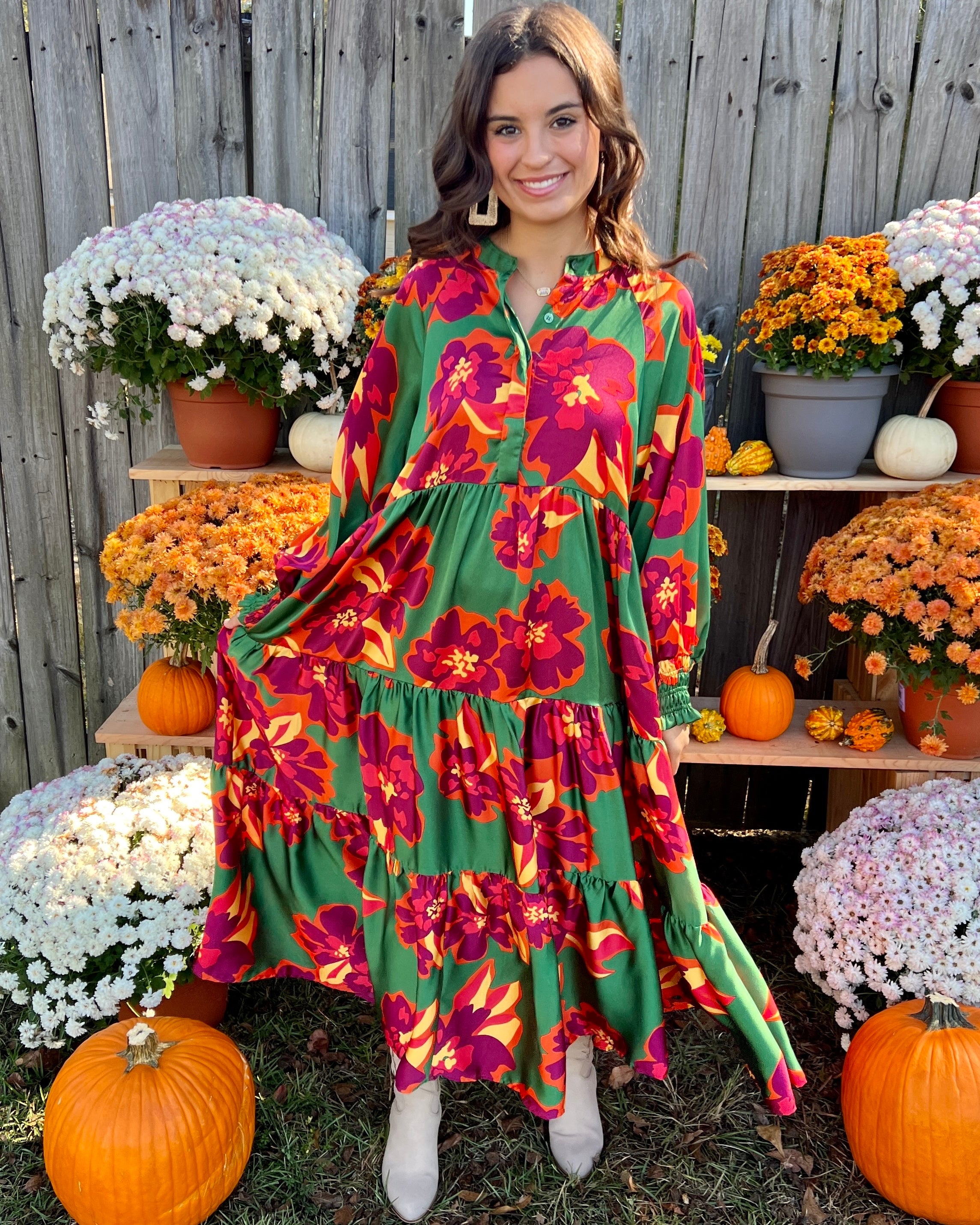 Chasing You Green Mix Floral Maxi Dress-Shop-Womens-Boutique-Clothing