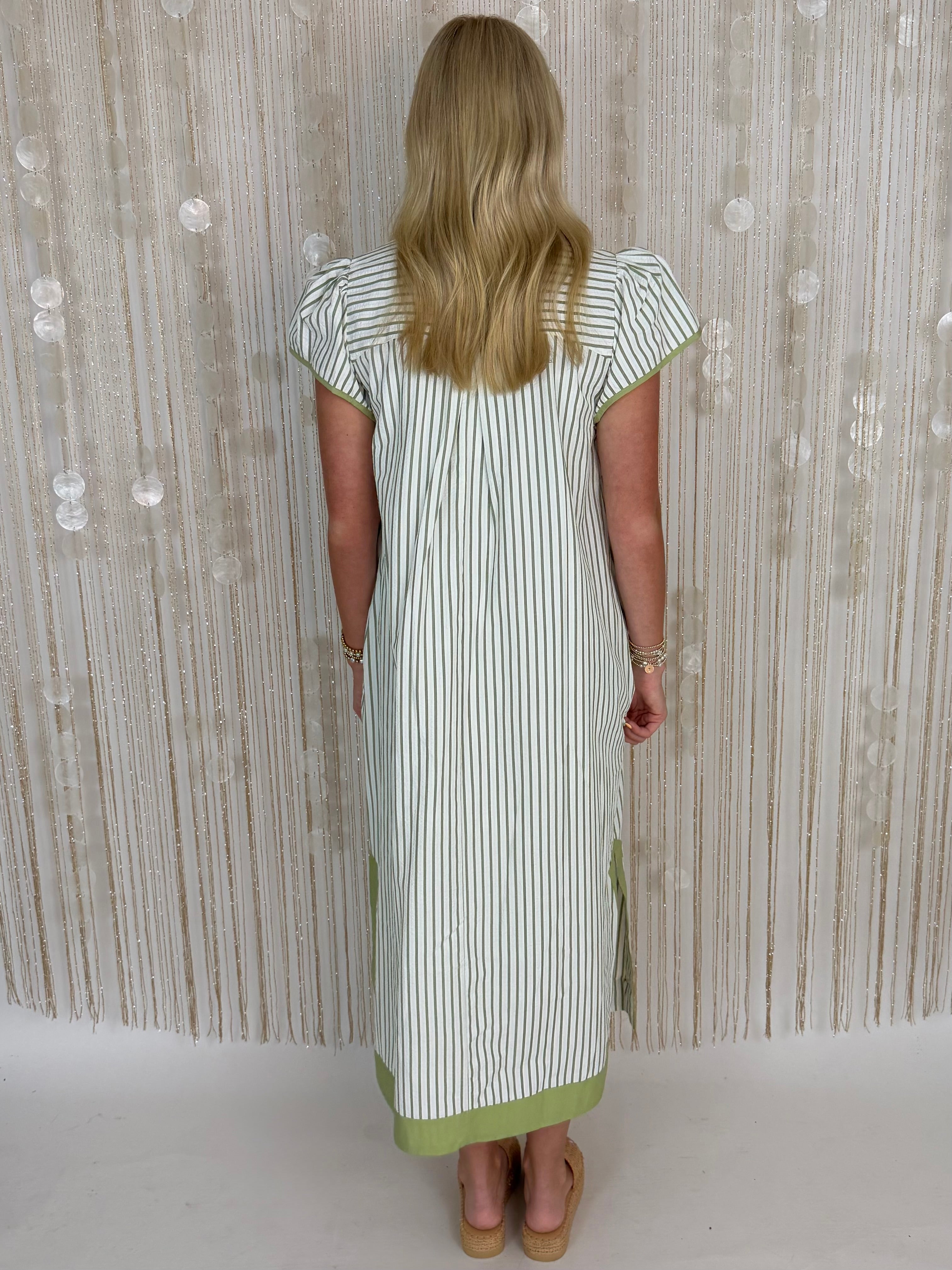 Floral Rush Sage Abstract Applique Midi Dress-Shop-Womens-Boutique-Clothing