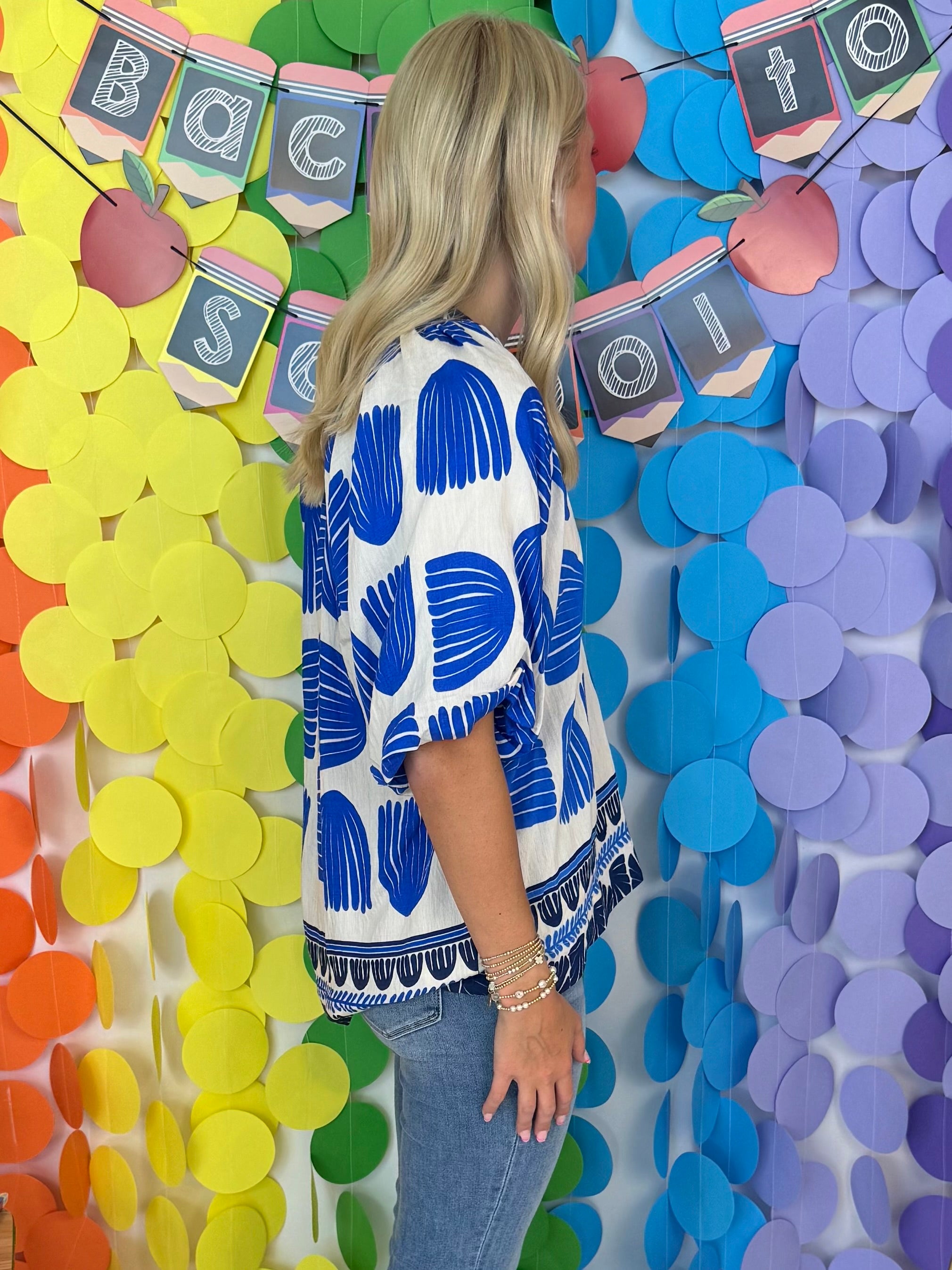 From Here On Cerulean Mix Print Top-Shop-Womens-Boutique-Clothing