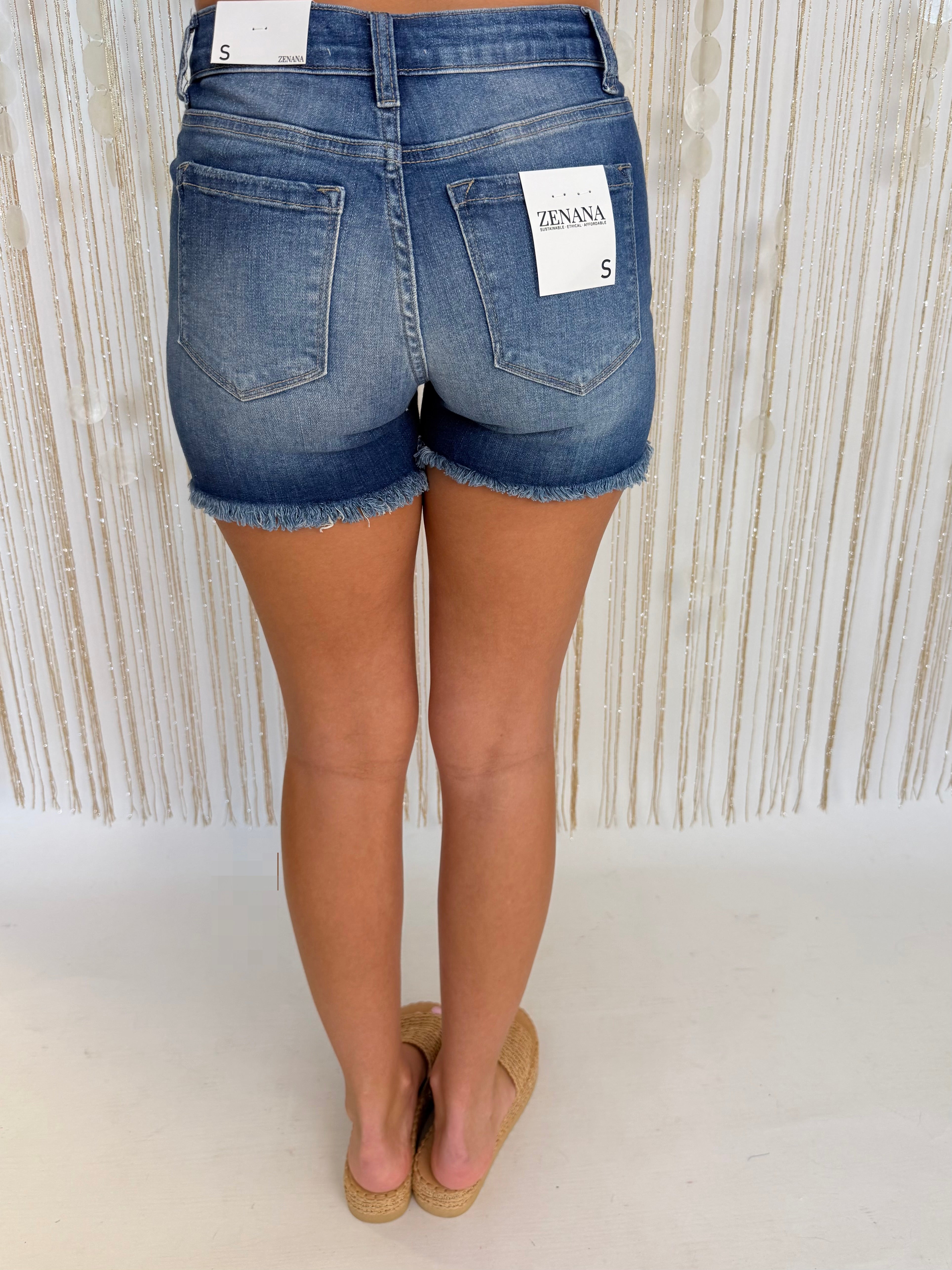 Timeless Touch Medium Mid Rise Frayed Hem Shorts-Shop-Womens-Boutique-Clothing