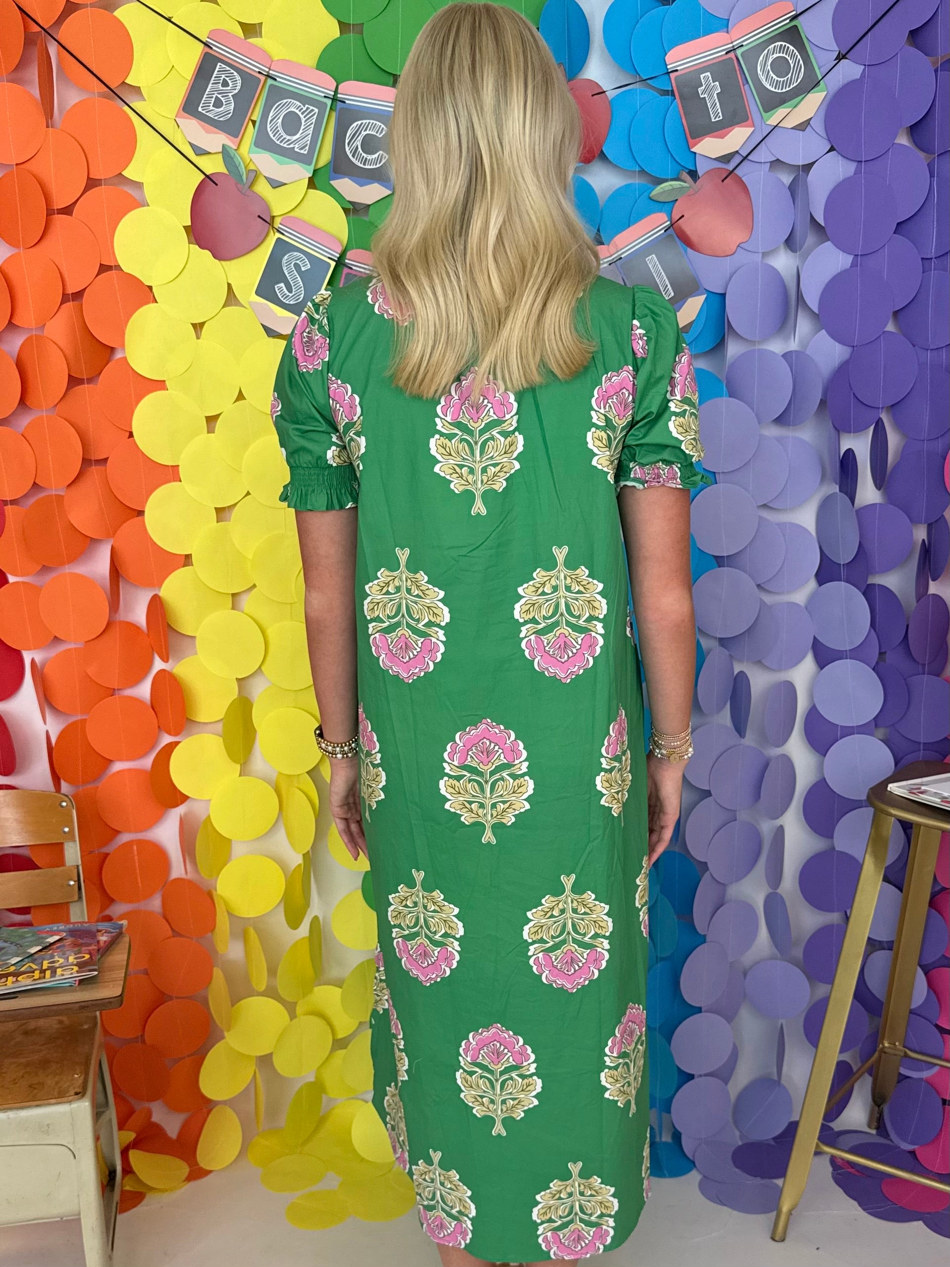 Give You Joy Green Floral Ruffle Button Up Dress-Shop-Womens-Boutique-Clothing