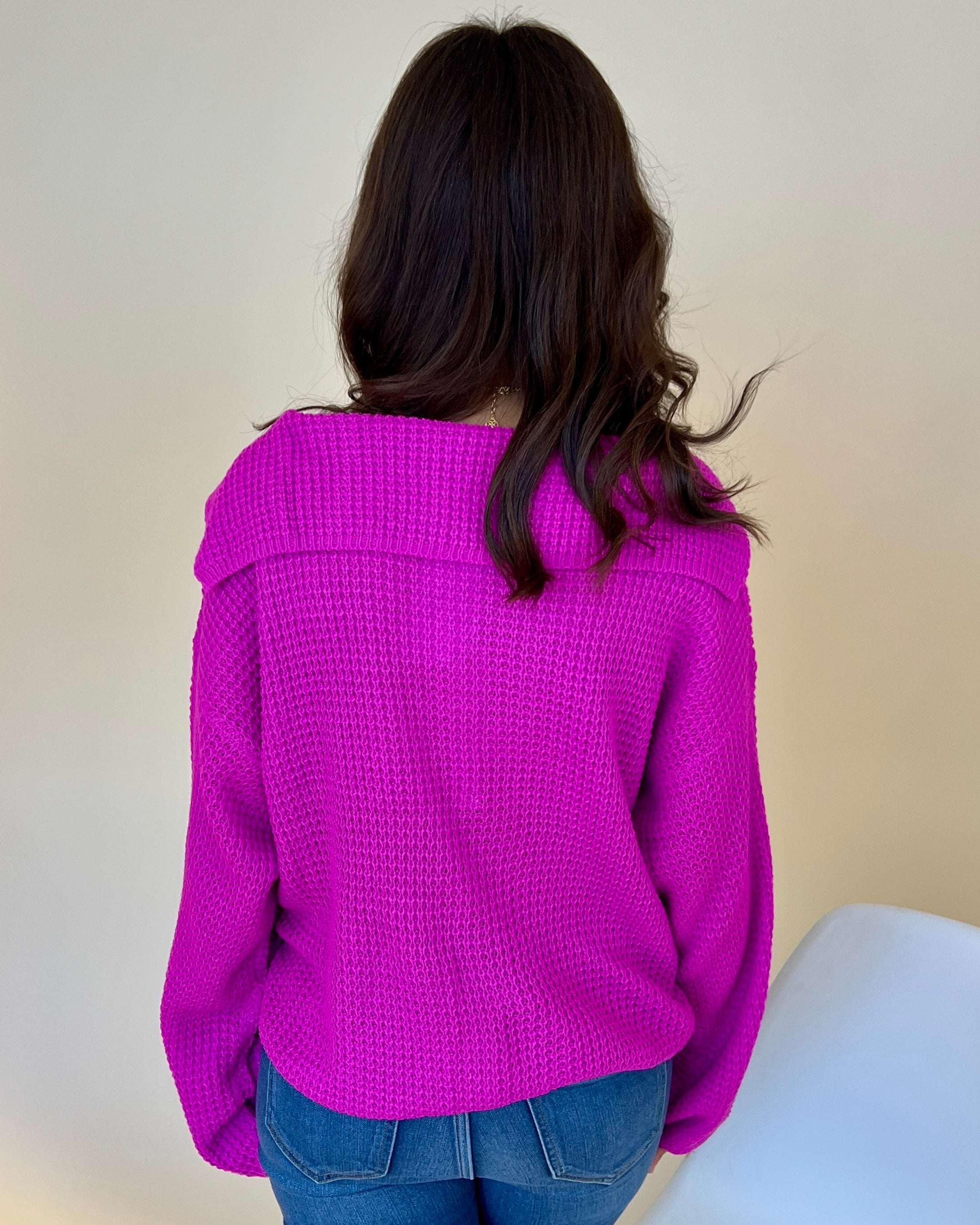 Based On Love Hot Pink Waffle Knit Sweater-Shop-Womens-Boutique-Clothing
