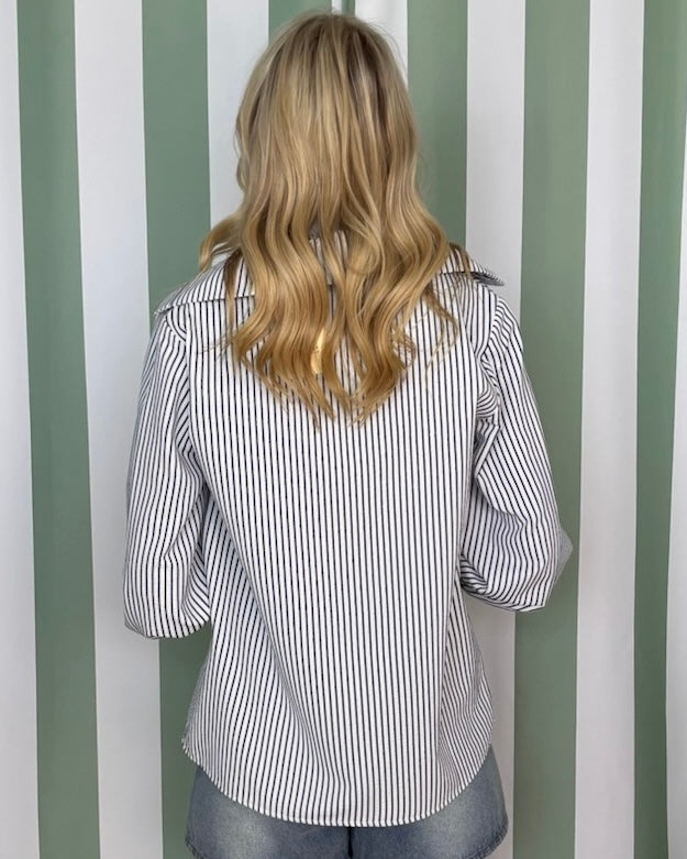The Keeper Navy Wide Collar Top-Shop-Womens-Boutique-Clothing