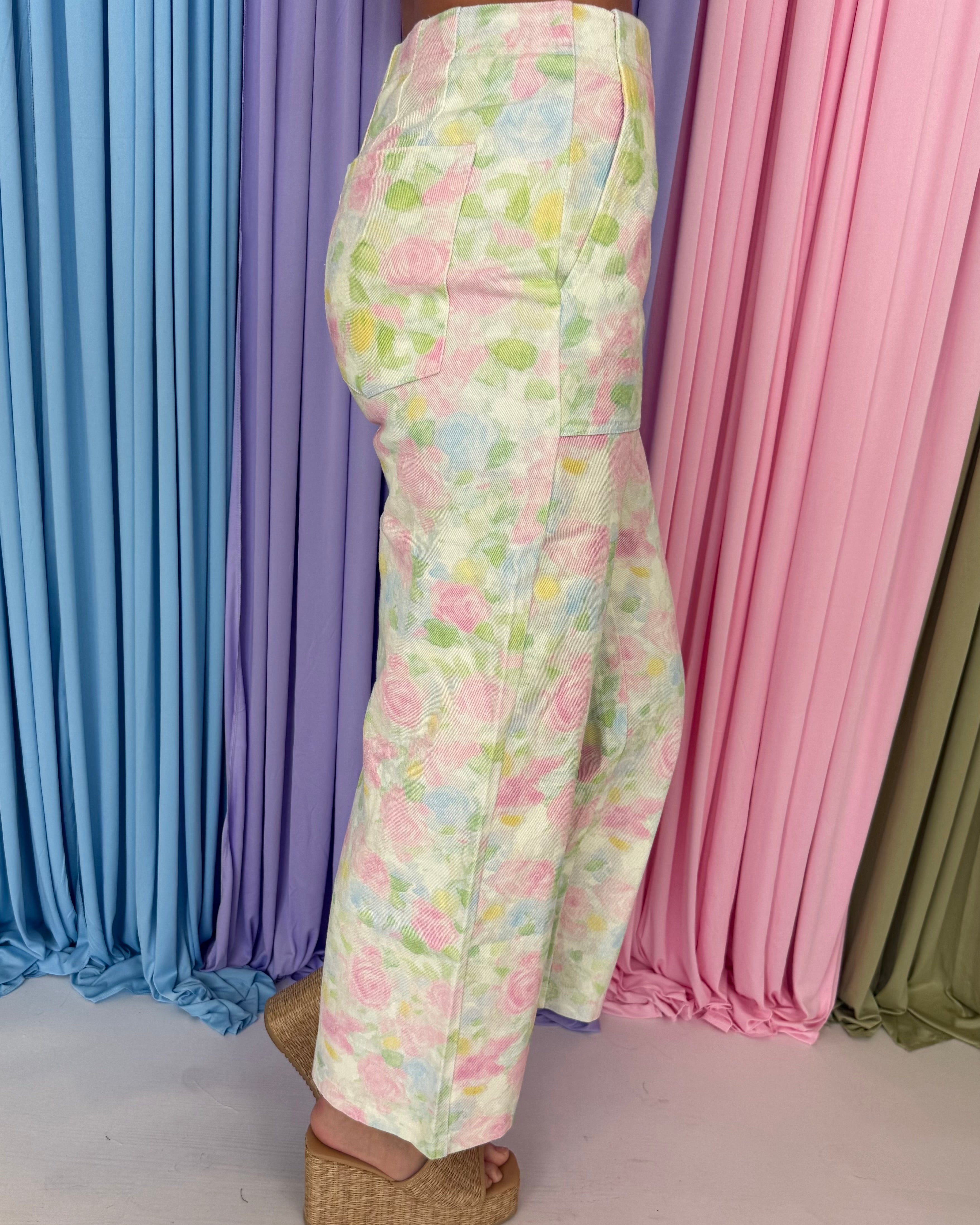 Total Darling Pink Combo Floral High Waist Pants-Shop-Womens-Boutique-Clothing