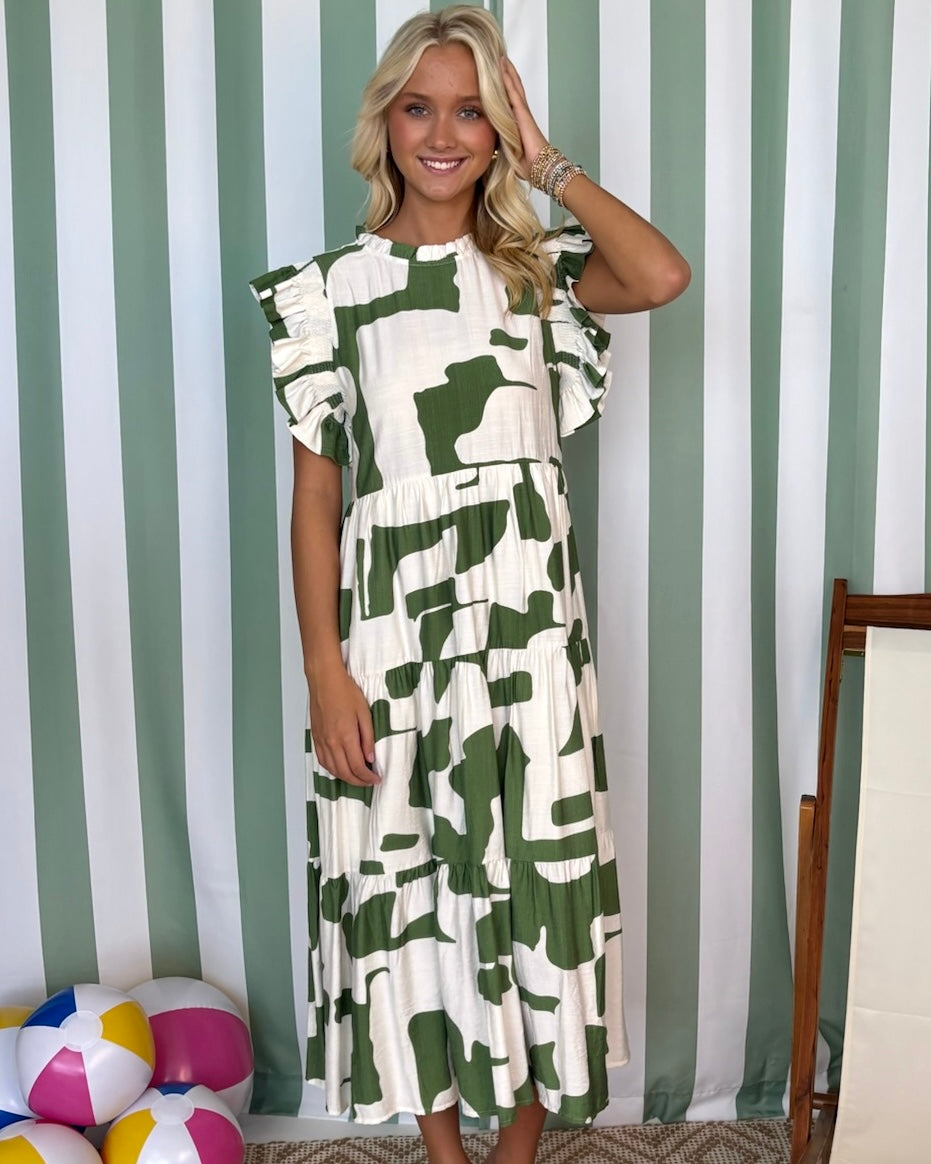Just Look Green Multicolor Midi Dress-Shop-Womens-Boutique-Clothing