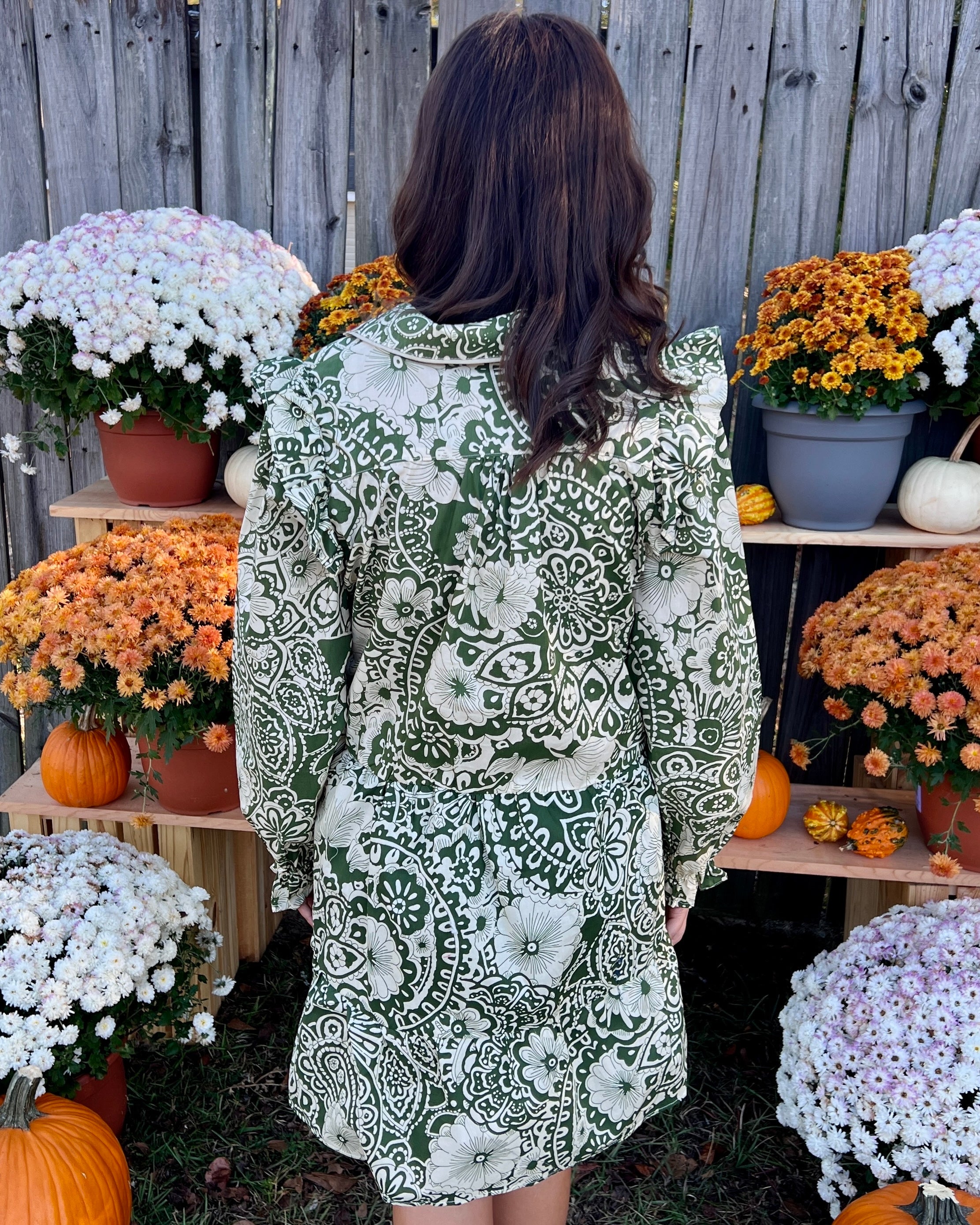 Crisp Breeze Olive Mix Floral Poplin Dress-Shop-Womens-Boutique-Clothing