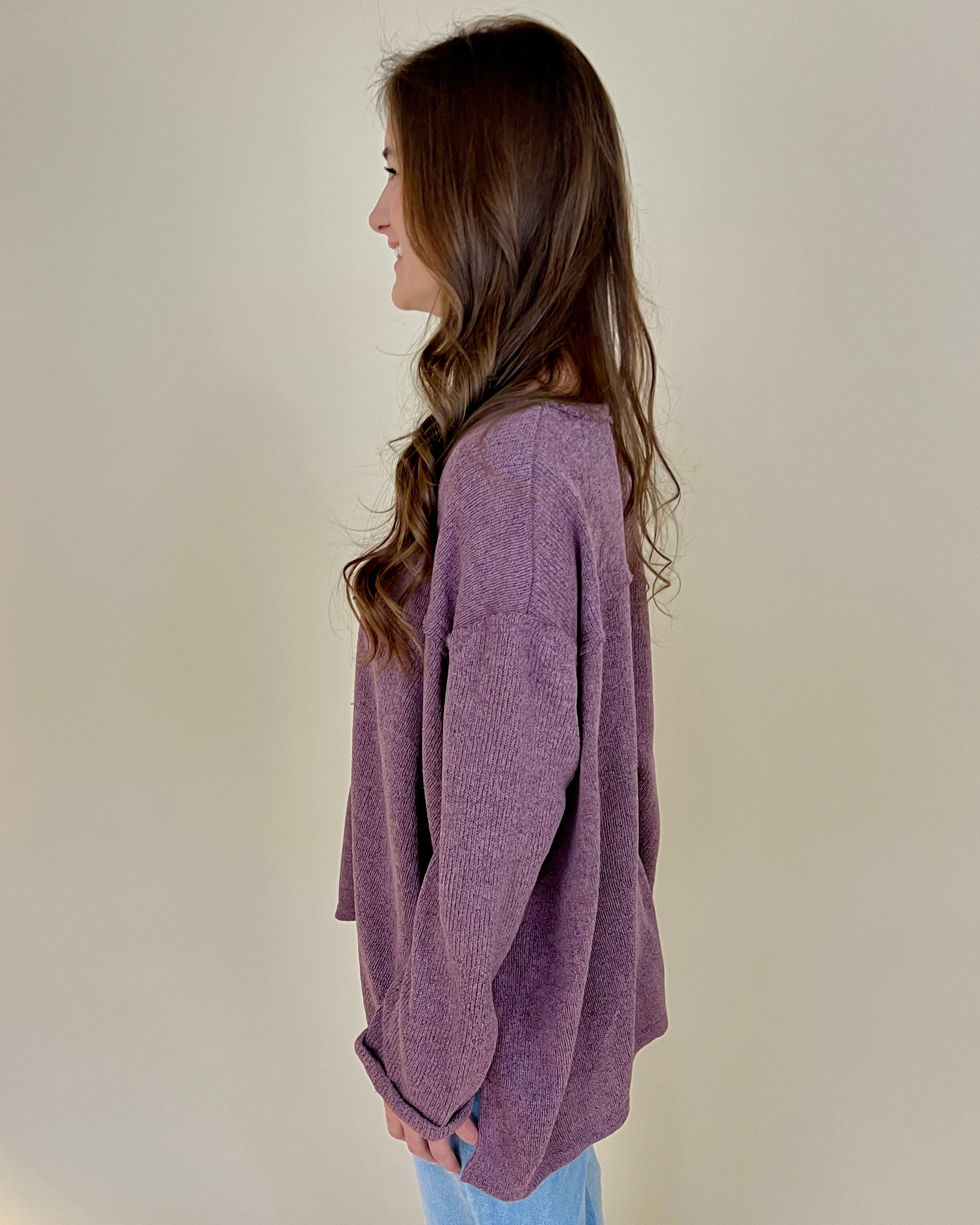 Call Me Later Taro Knit Boxy Raw Edge Top-Shop-Womens-Boutique-Clothing