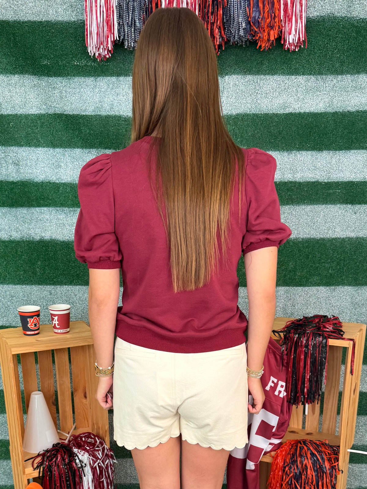 Under the Lights Crimson Short Puff Sleeve Knit Top-Shop-Womens-Boutique-Clothing